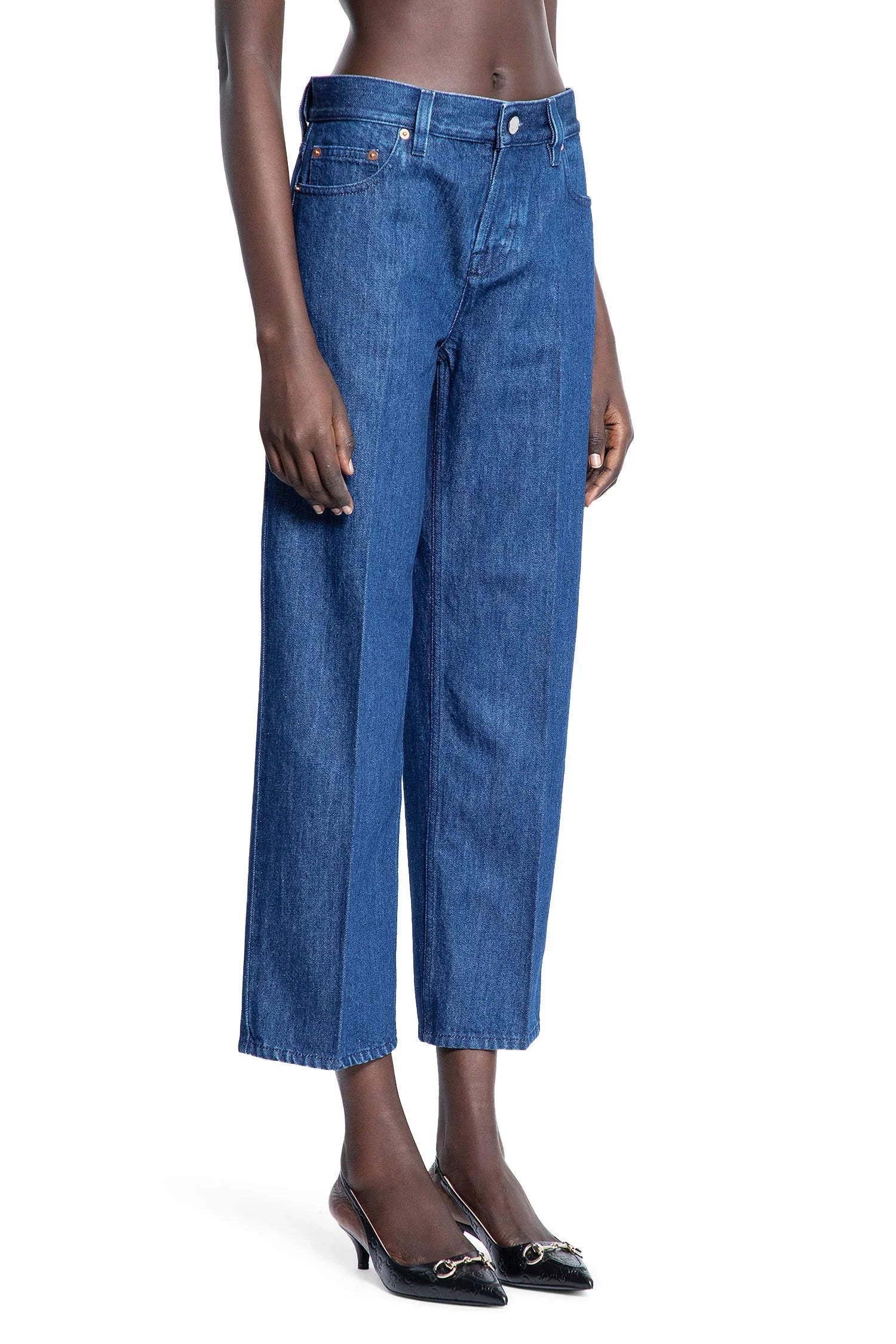 Cropped Straight Leg 5 Pocket Jeans Gucci – Гарантія оригінальності – детальний вид
