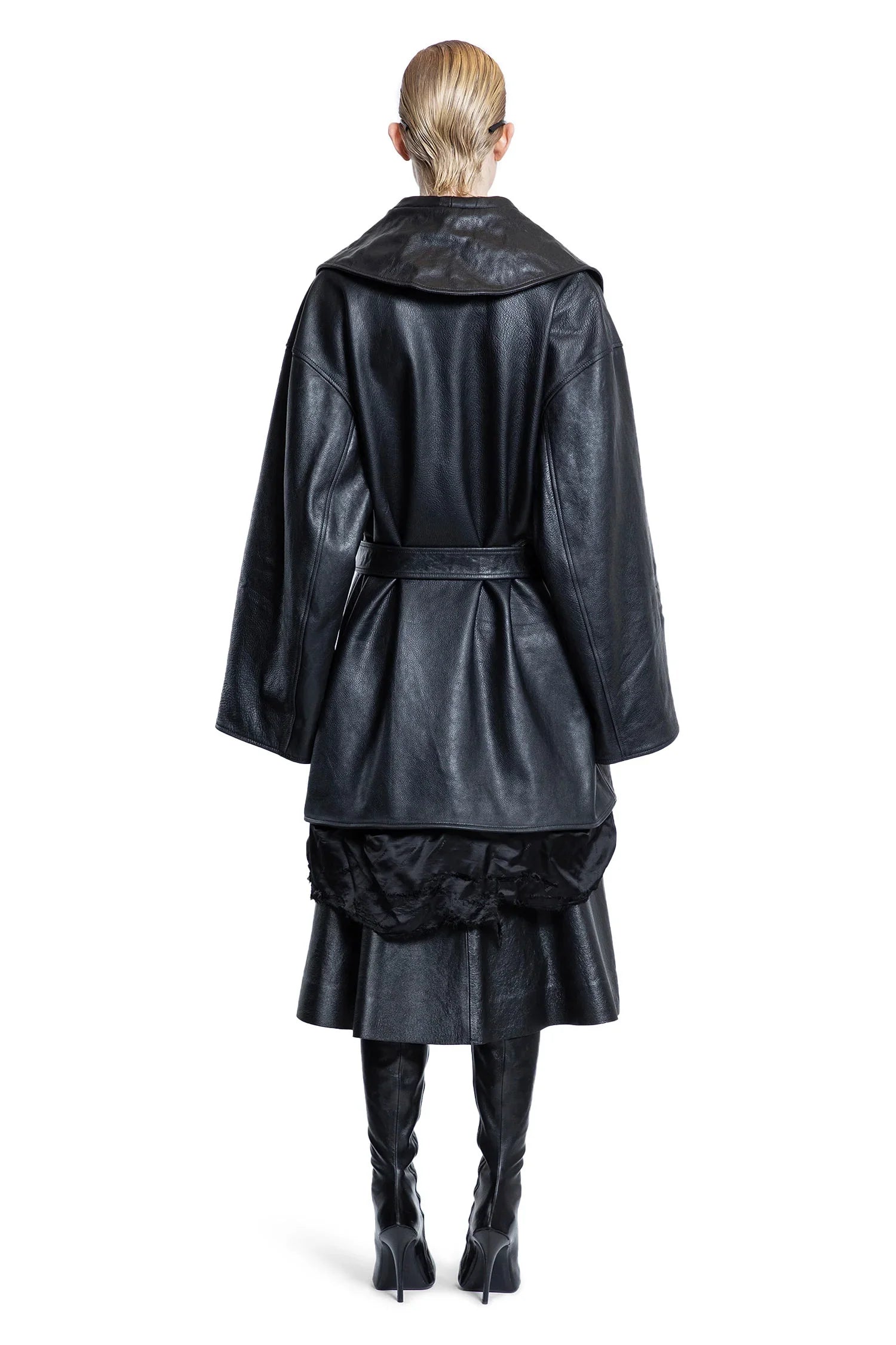 Giacca in pelle con collo alto - BALENCIAGA