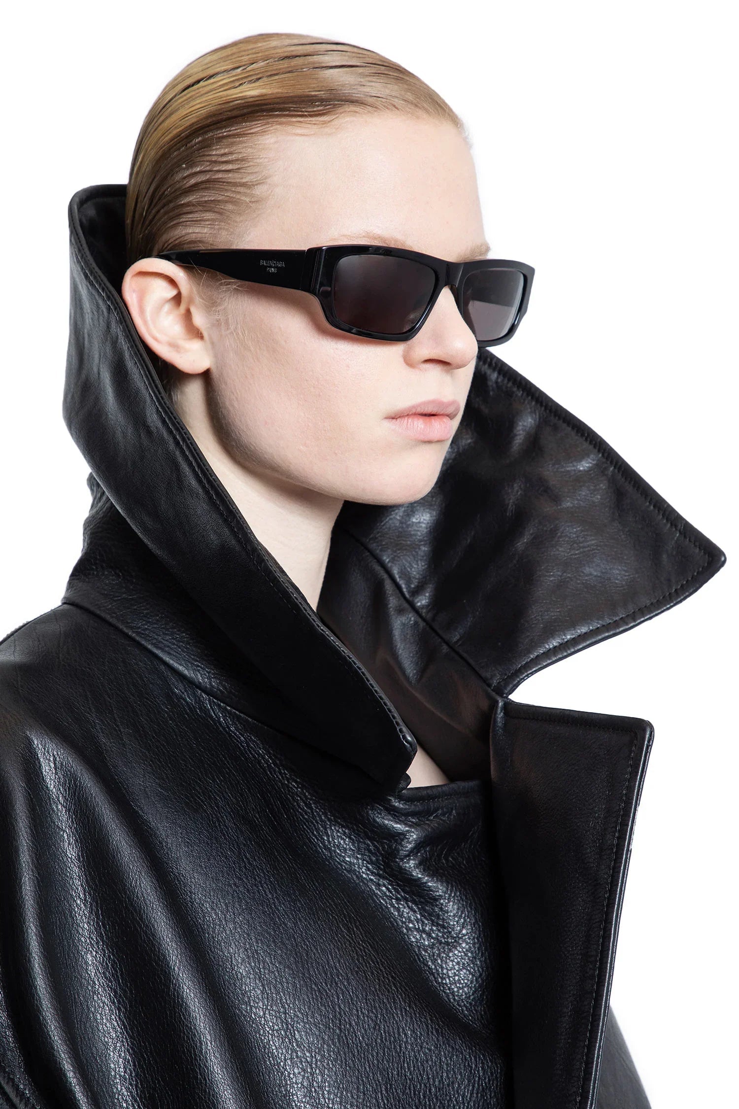 Giacca in pelle con collo alto - BALENCIAGA