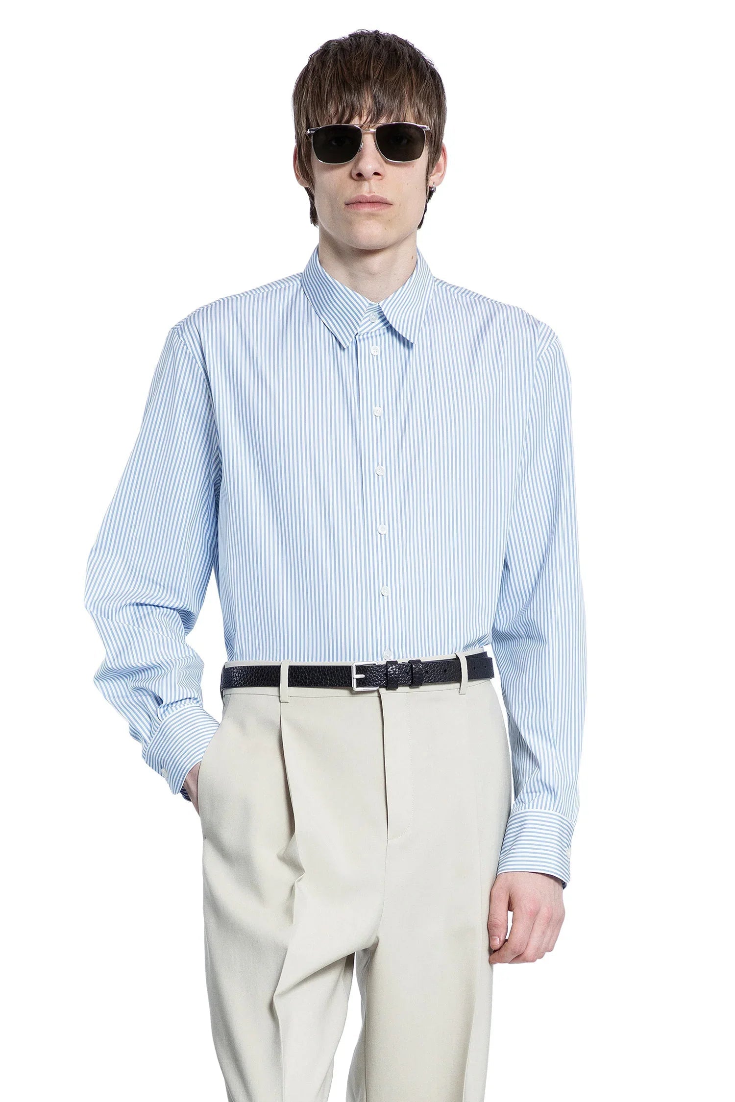 Oxford Stripe Cotton Shirt Saint laurent – Гарантія оригінальності – боковий вид