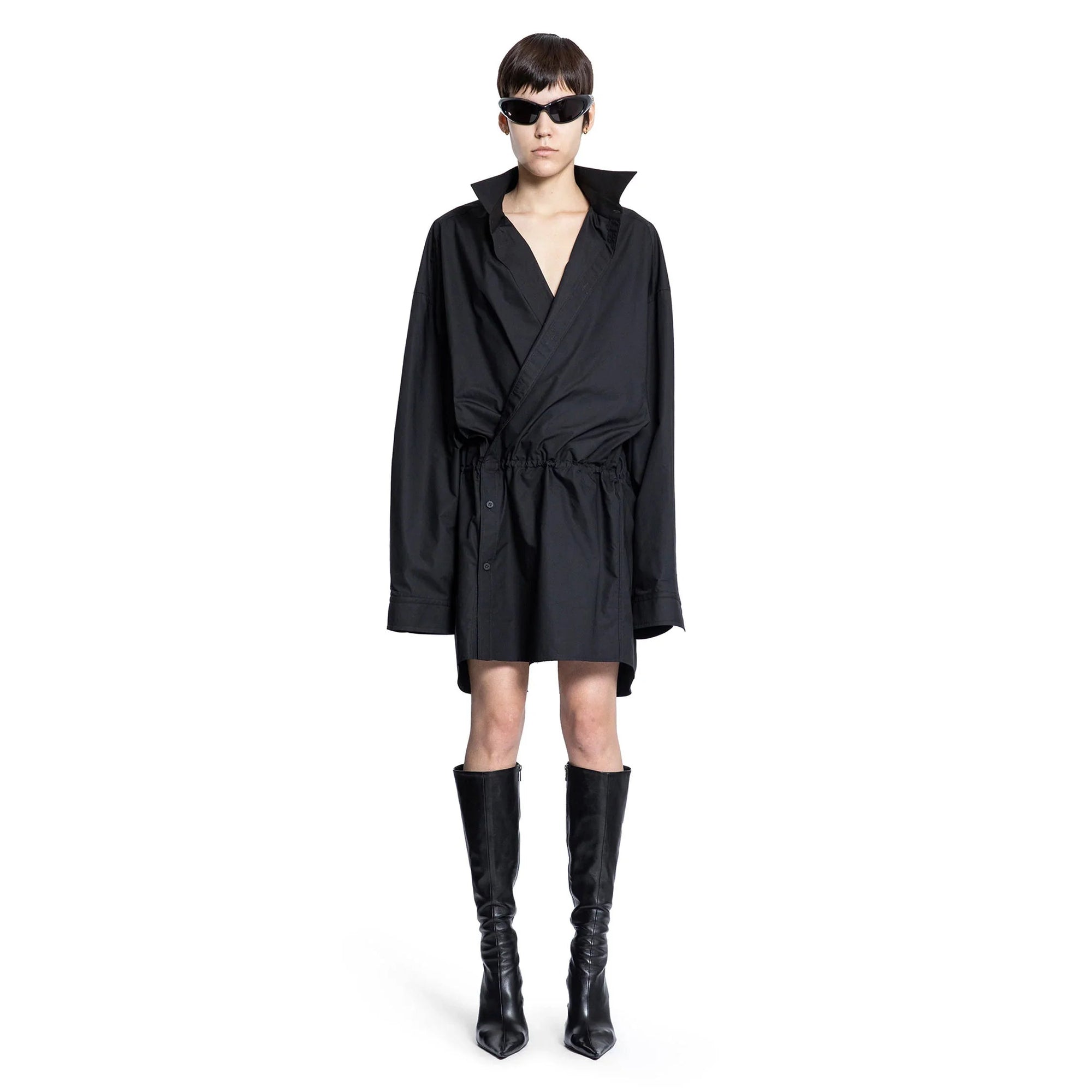 Abito Mini Camicia in Popeline di Cotone - BALENCIAGA