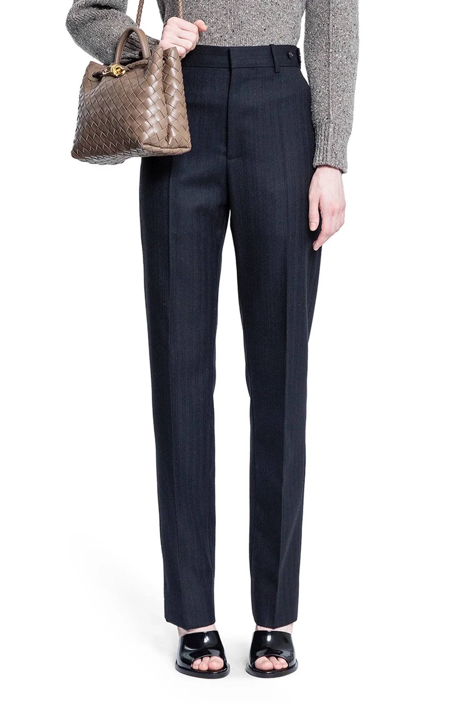 Оригінальна Subtle Striped Wool Pants Bottega veneta – боковий вид