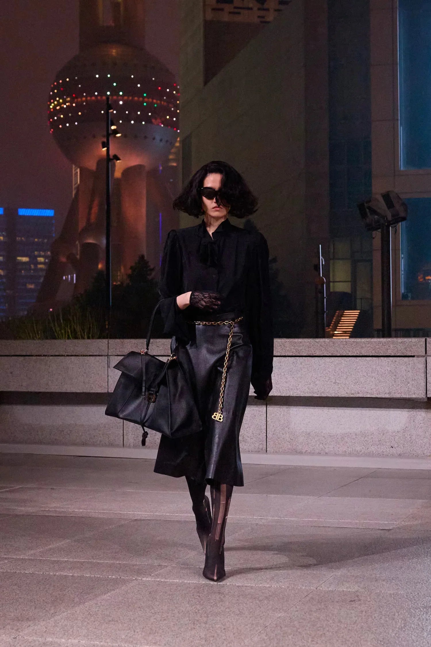 Gonna a trapezio in pelle lucida - BALENCIAGA