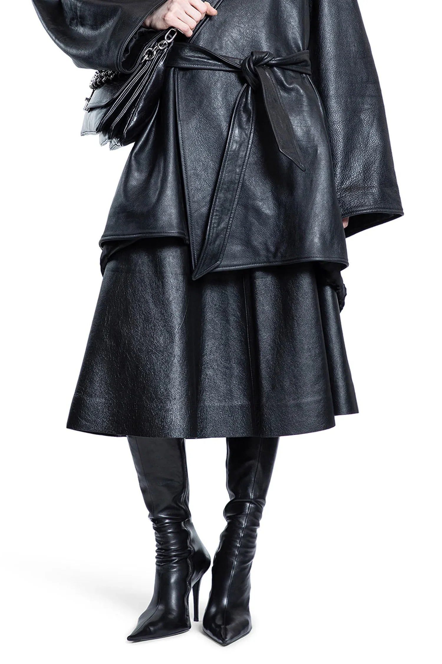 Gonna a trapezio in pelle lucida - BALENCIAGA