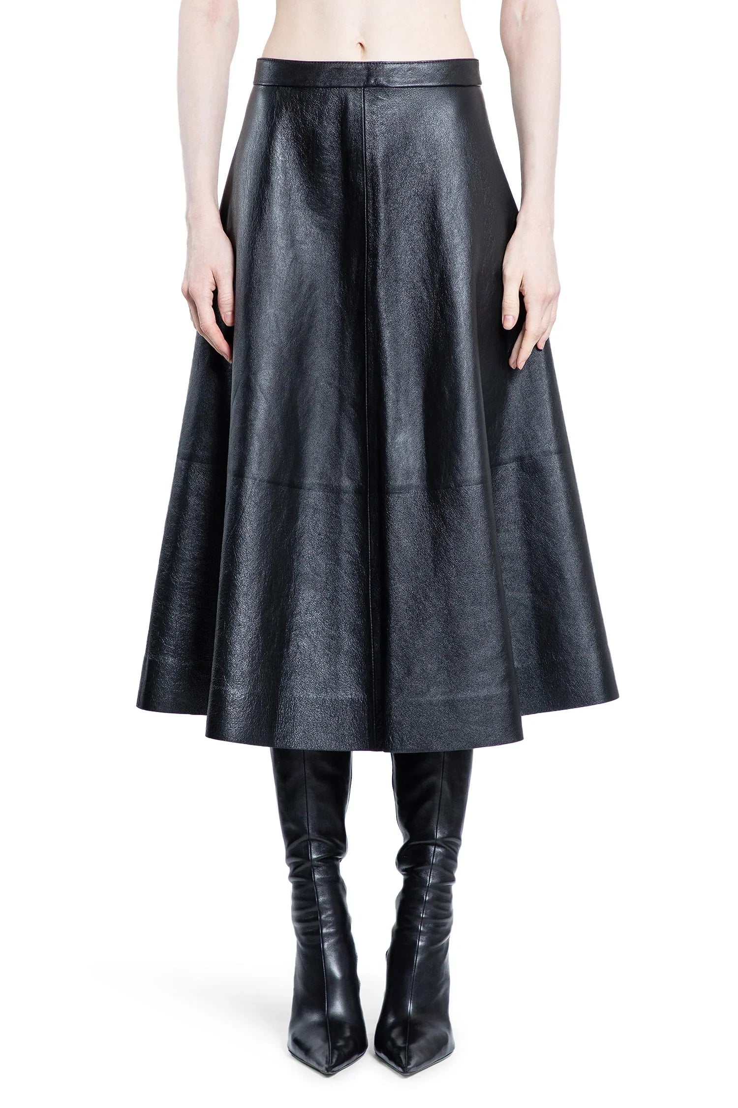 Gonna a trapezio in pelle lucida - BALENCIAGA