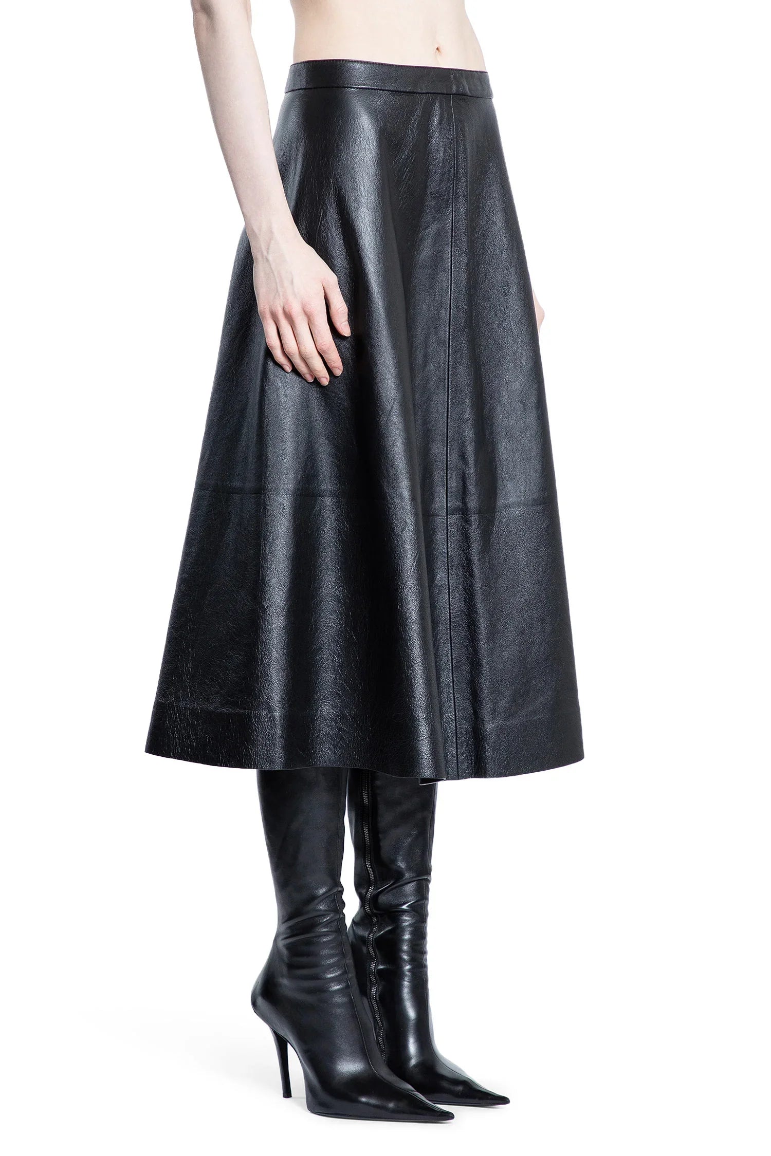 Gonna a trapezio in pelle lucida - BALENCIAGA