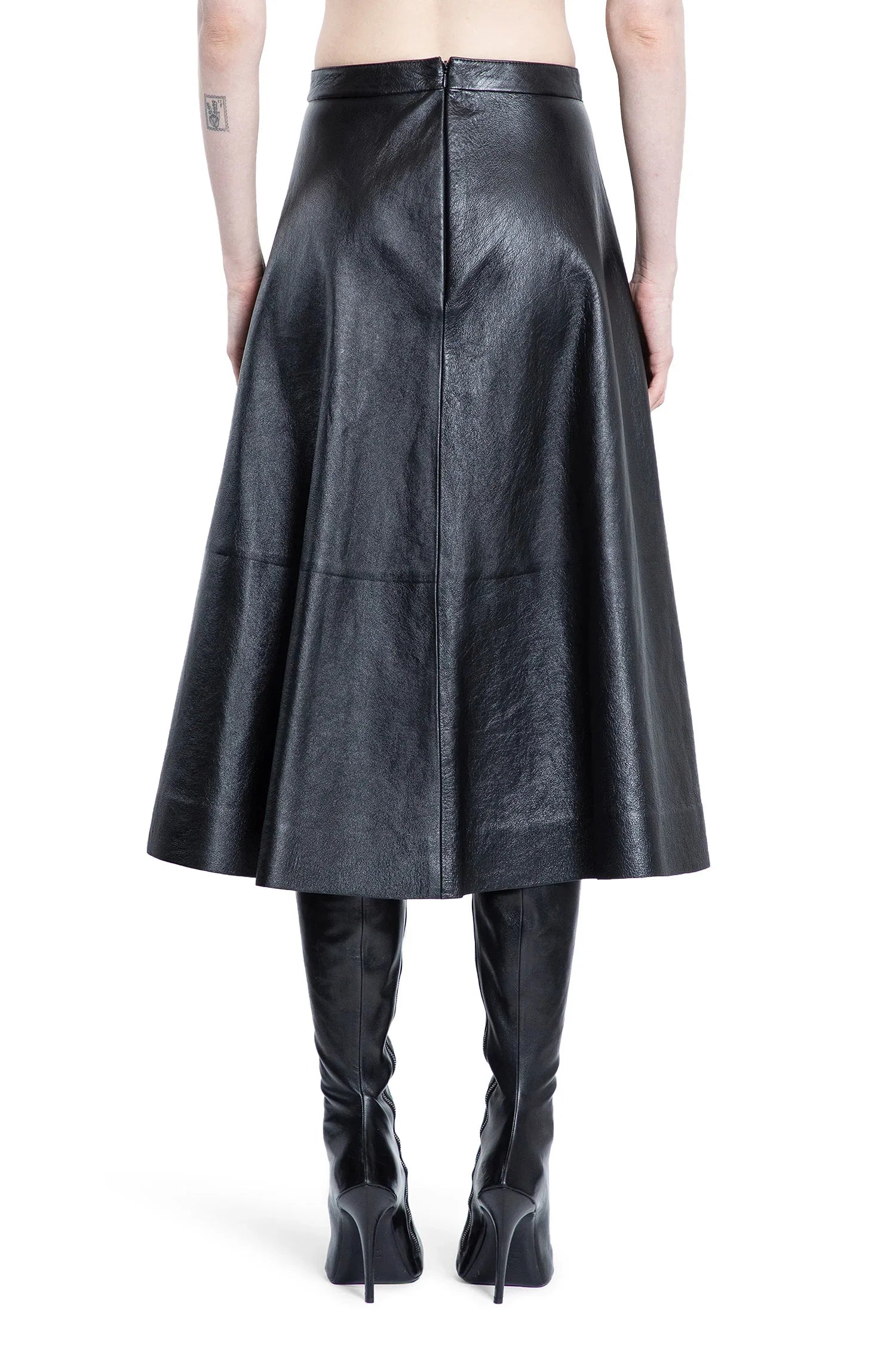 Gonna a trapezio in pelle lucida - BALENCIAGA