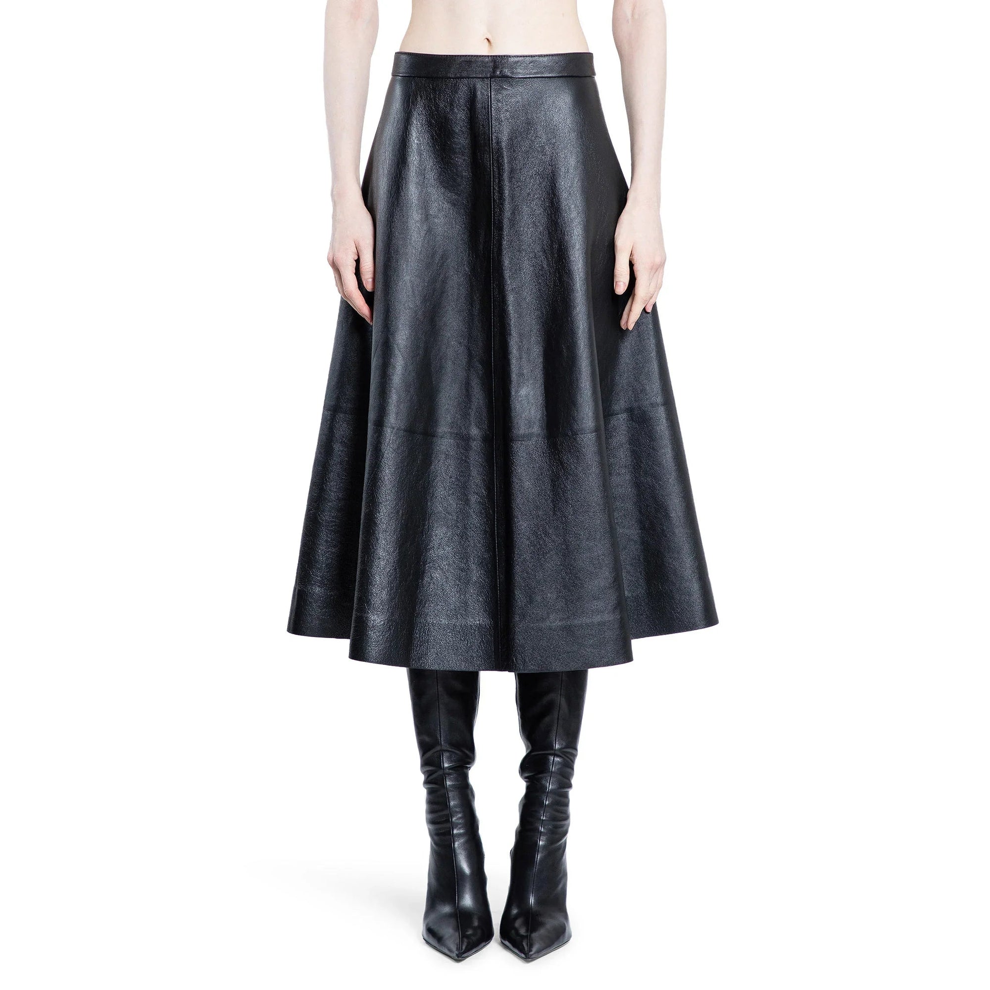 Gonna a trapezio in pelle lucida - BALENCIAGA