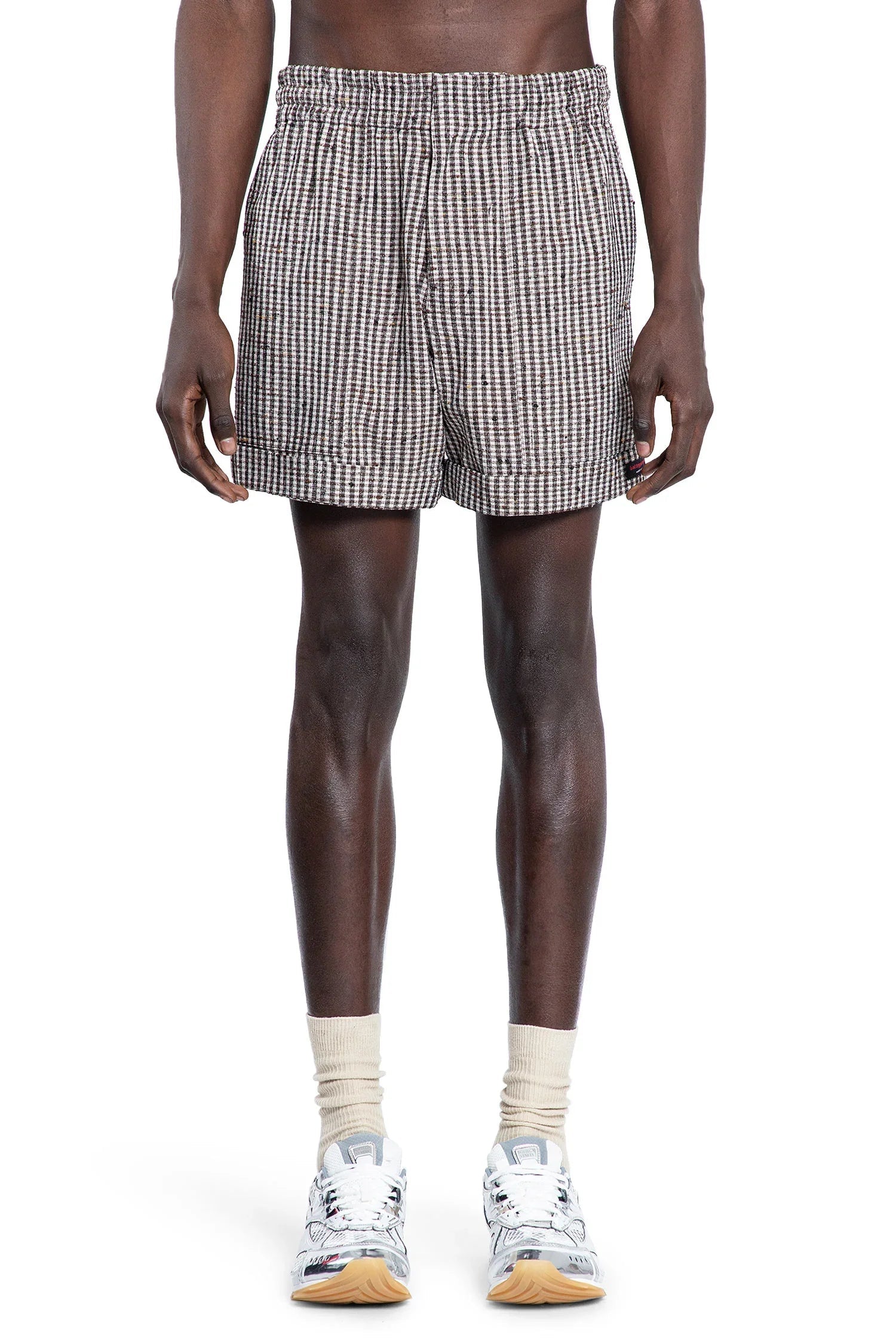 Оригінальна Knotted Viscose Check Mini Shorts Bottega veneta – вид ззаду