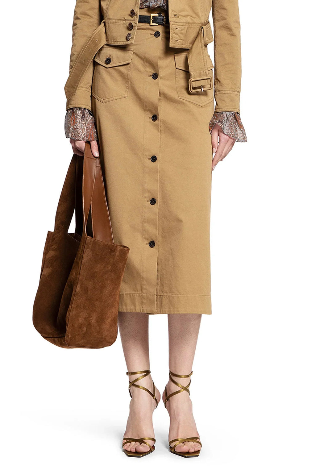 Оригінальна Long Pocket Skirt In Cotton Serge Saint laurent – боковий вид