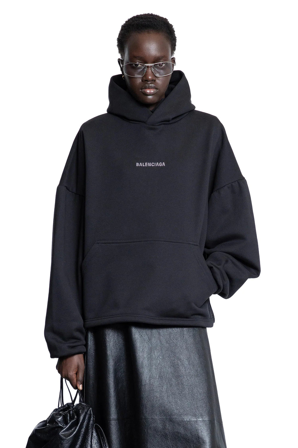 Back Strass Cropped Hoodie Balenciaga – Гарантія оригінальності – боковий вид