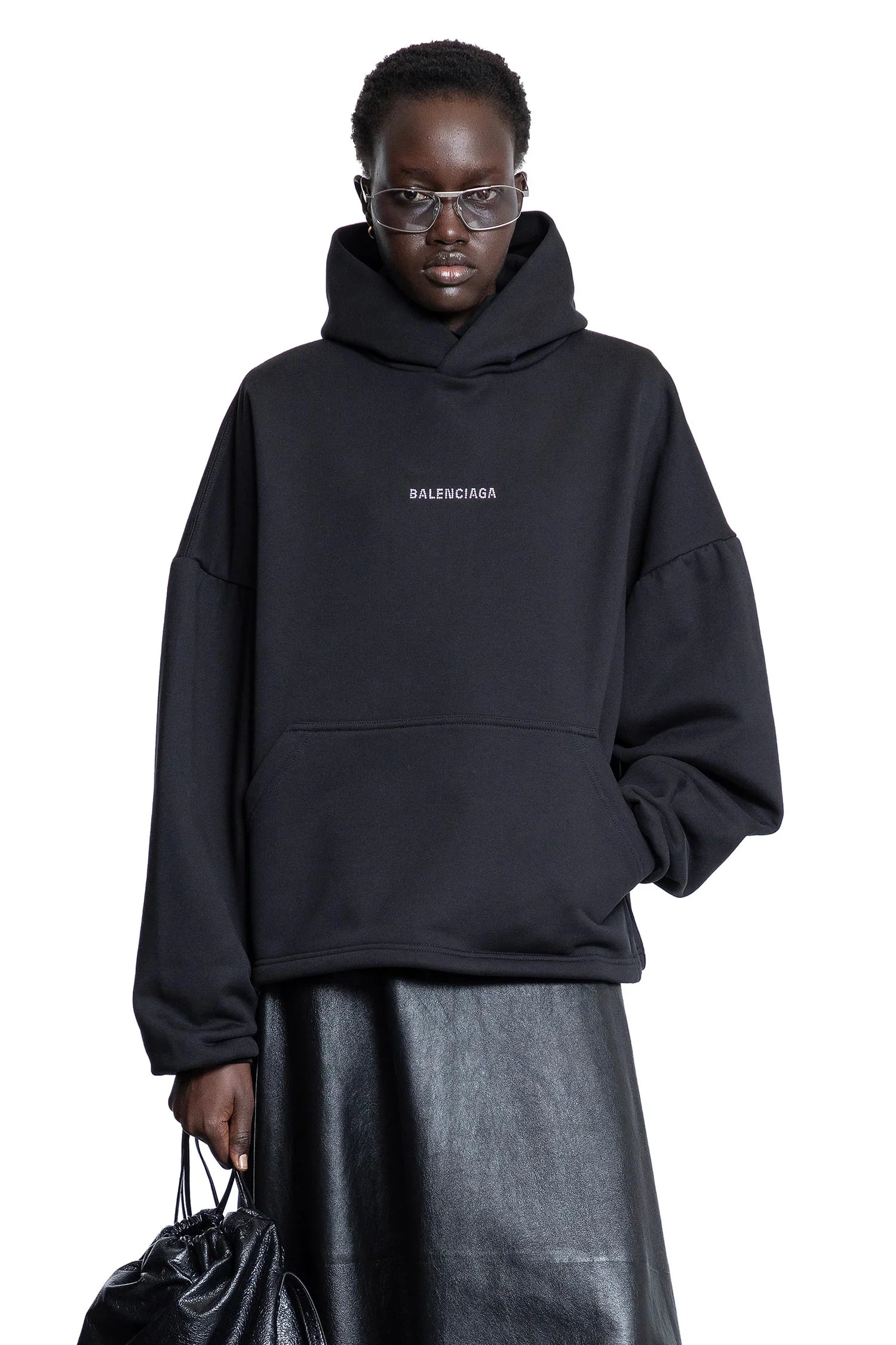 Back Strass Cropped Hoodie Balenciaga – Гарантія оригінальності – боковий вид