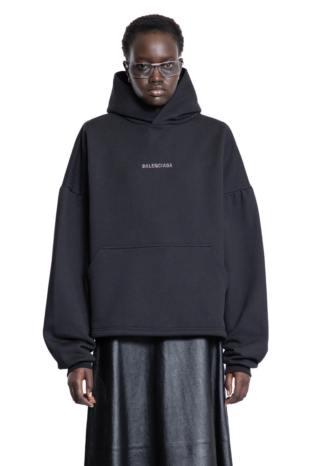 Back Strass Cropped Hoodie Balenciaga – Гарантія оригінальності – вид ззаду