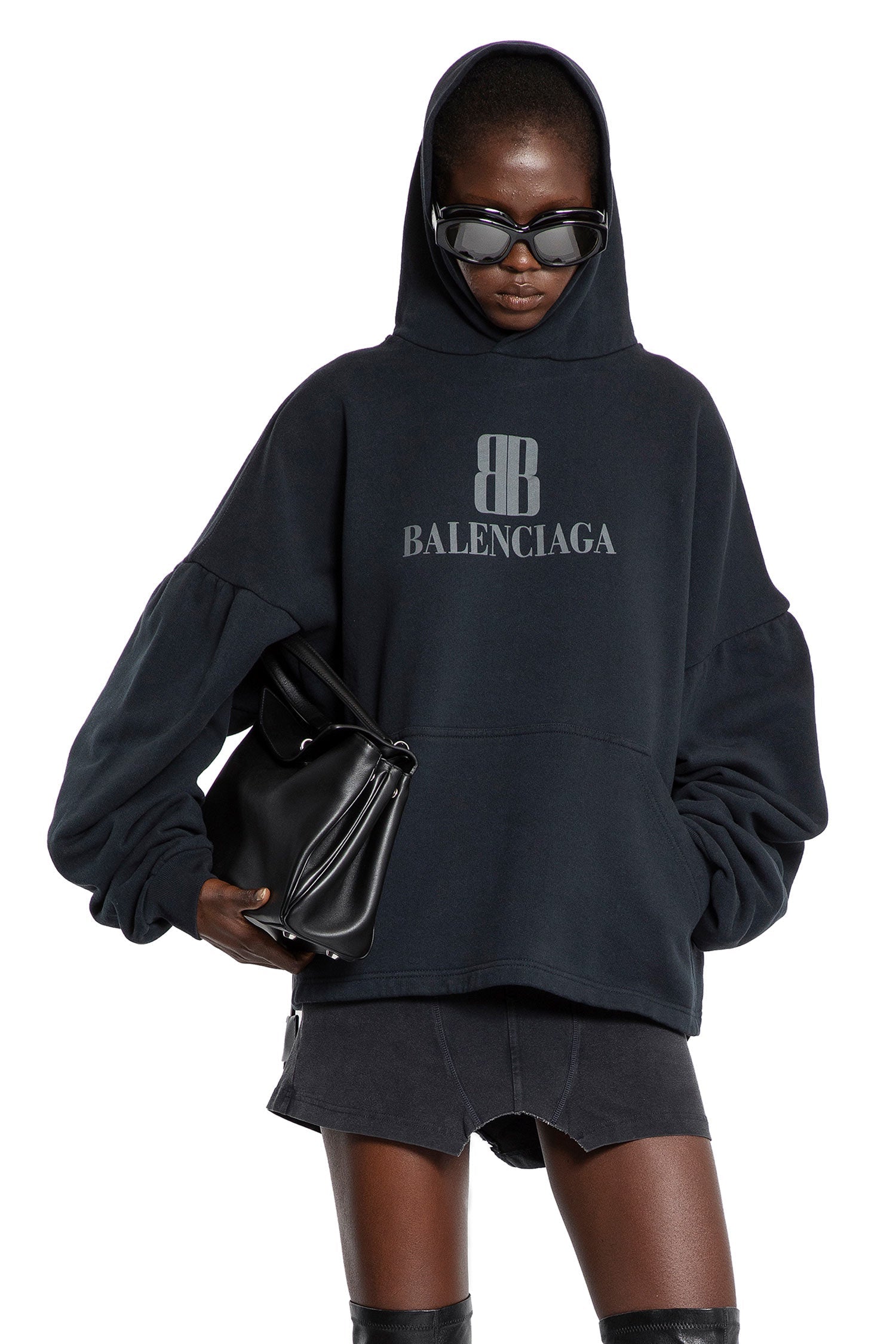 Nano Bb Cropped Hoodie Balenciaga – Гарантія оригінальності – боковий вид