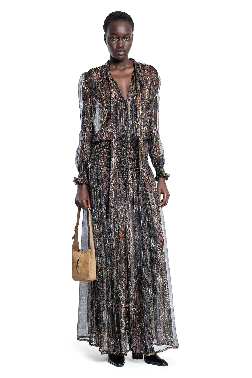 Lavallière Long Dress In Paisley Silk Saint laurent оригінал – Купити в Україні – боковий вид
