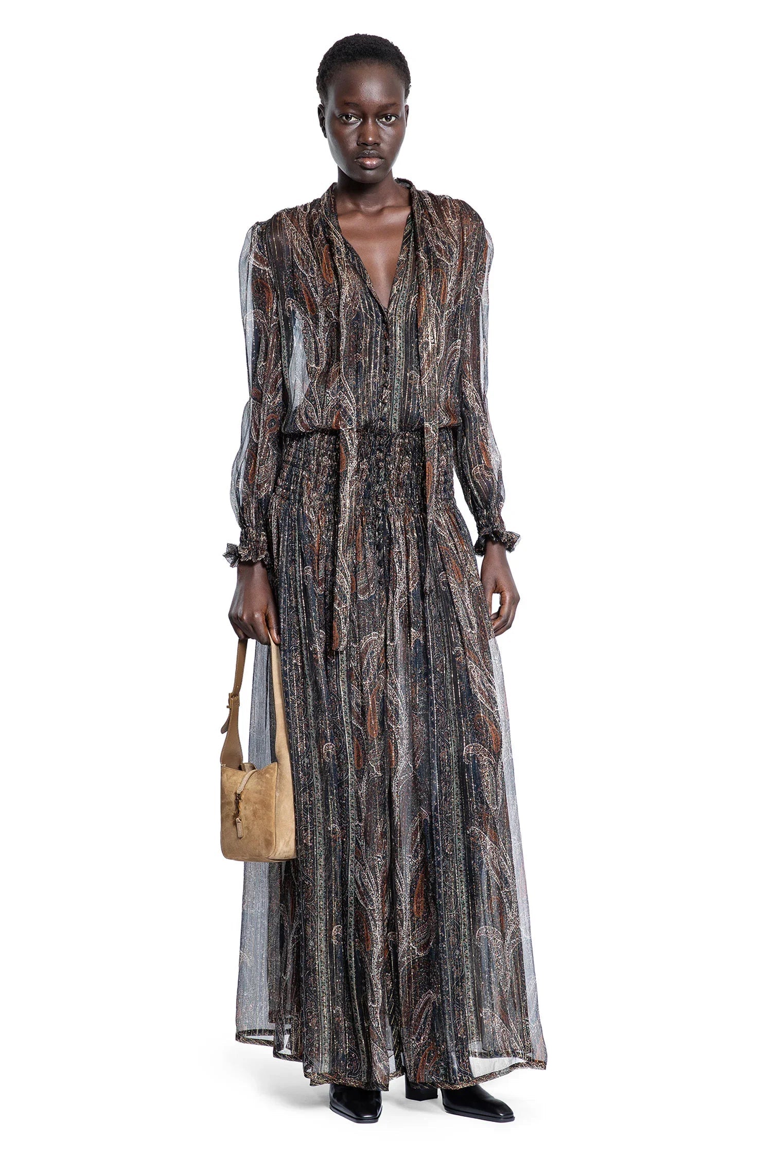Lavallière Long Dress In Paisley Silk Saint laurent оригінал – Купити в Україні – боковий вид