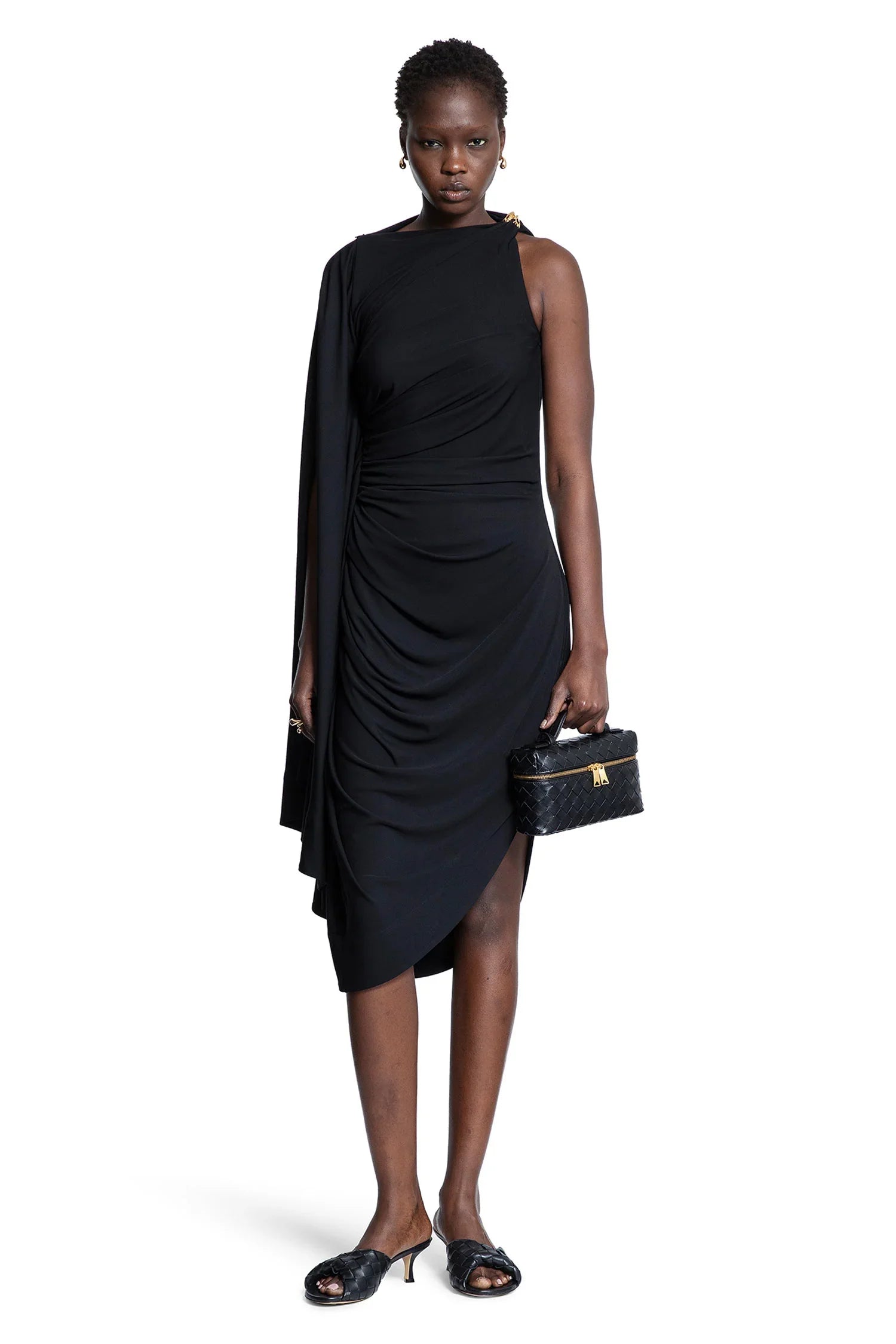 Оригінальна Viscose Jersey Draped Dress Bottega veneta – боковий вид