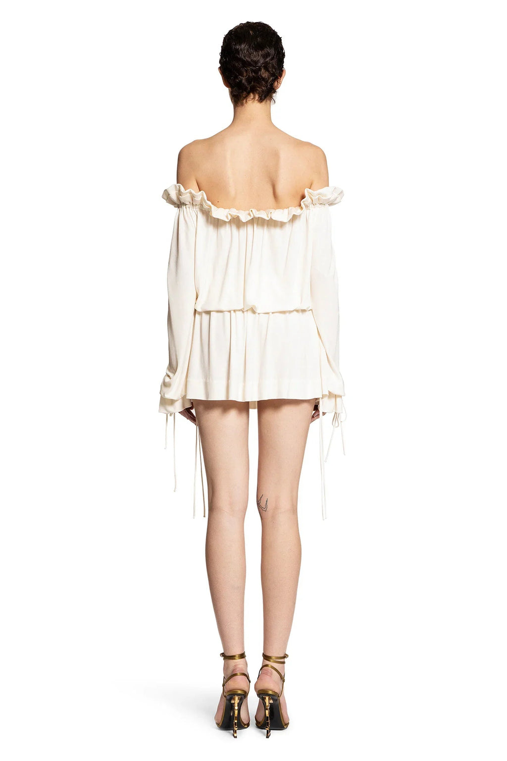 Gathered Mini Dress In Viscose Satin Crêpe Saint laurent оригінал – Купити в Україні – детальний вид