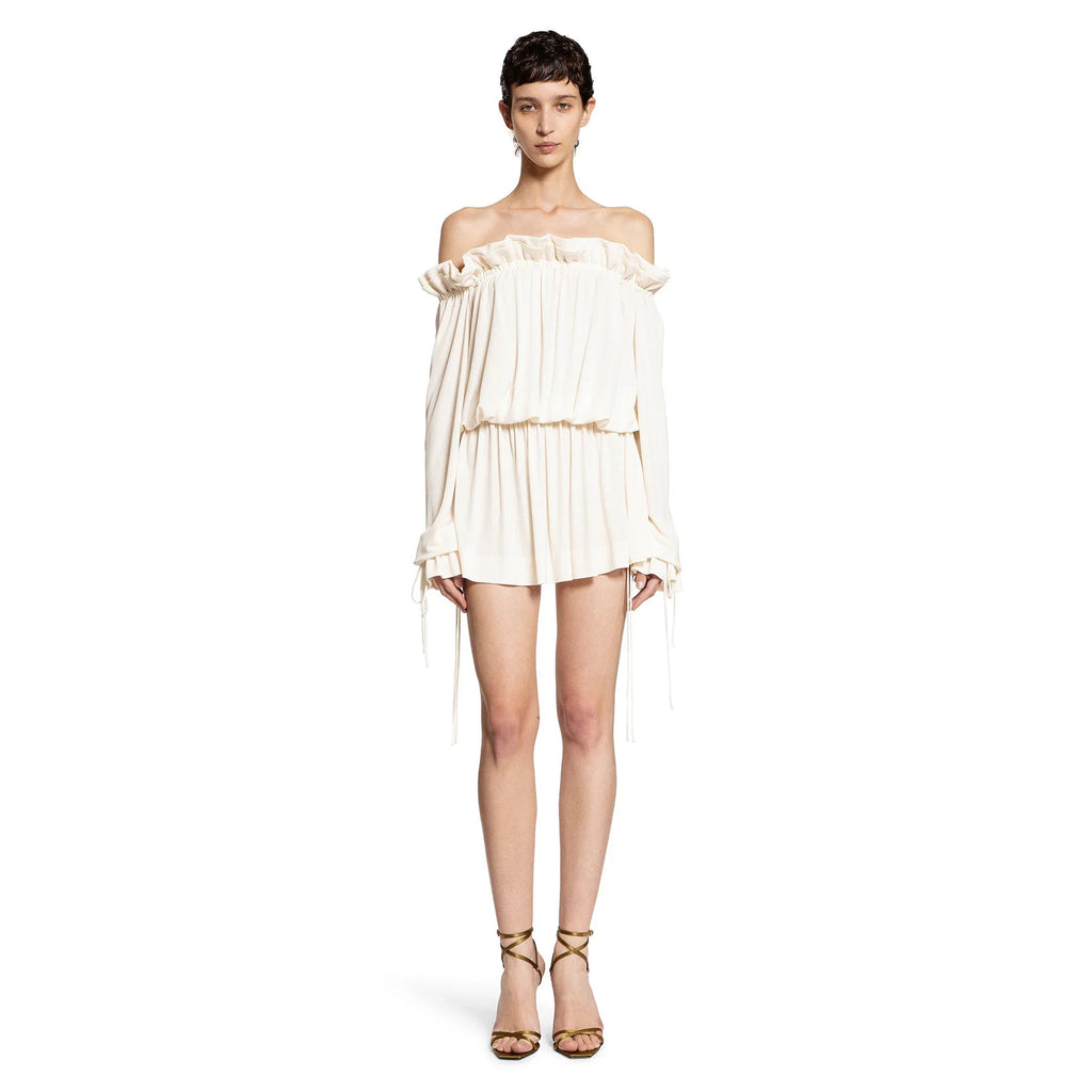 Gathered Mini Dress In Viscose Satin Crêpe Saint laurent оригінал – Купити в Україні – збільшений вид