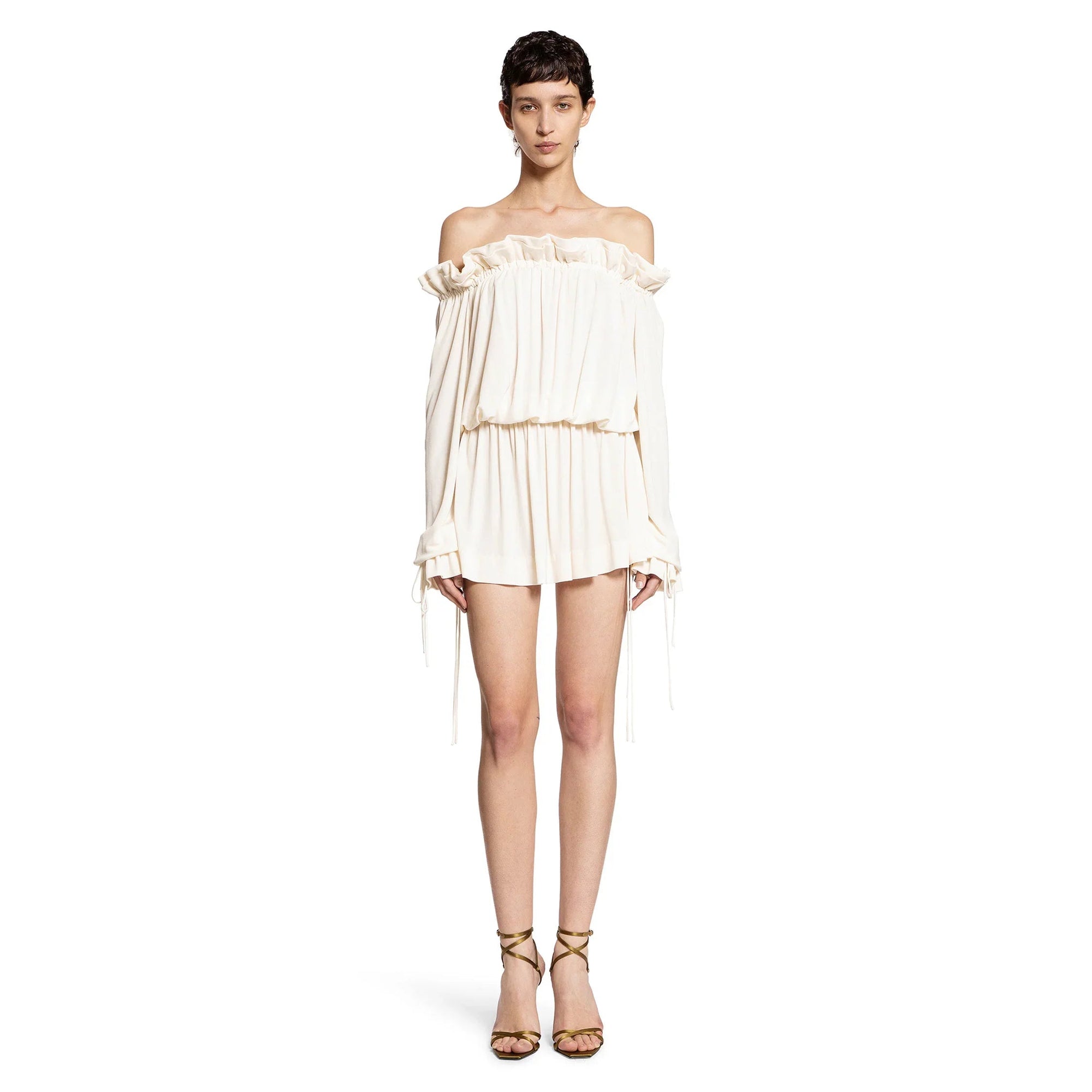 Gathered Mini Dress In Viscose Satin Crêpe Saint laurent оригінал – Купити в Україні – збільшений вид