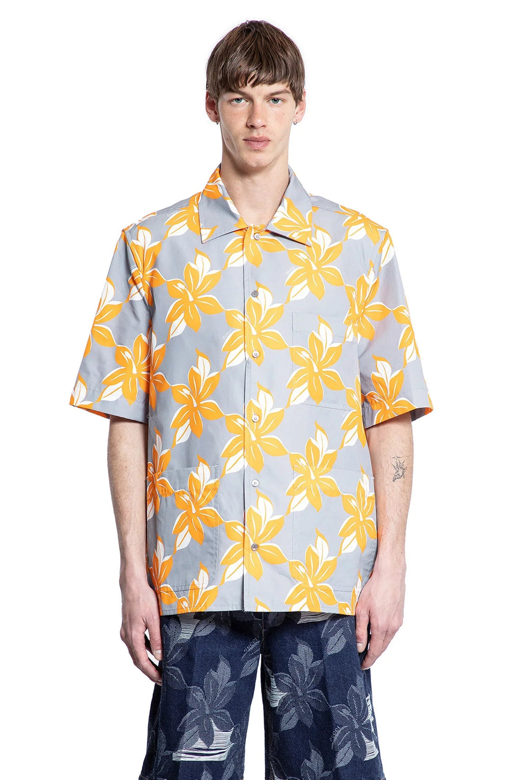 Printed Cotton Poplin Shirt Gucci – Гарантія оригінальності – боковий вид