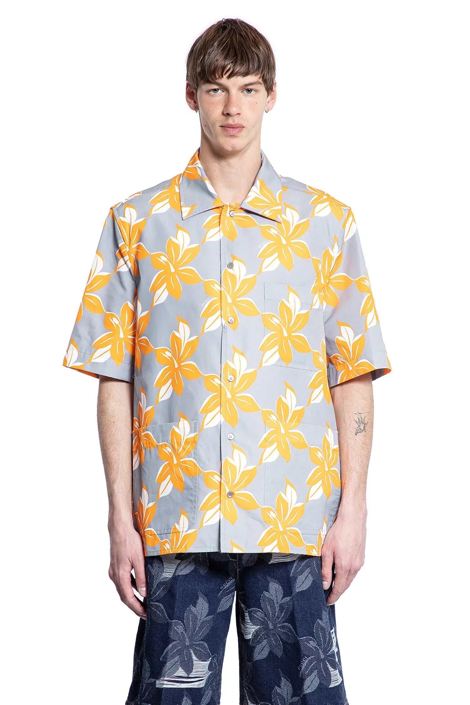 Printed Cotton Poplin Shirt Gucci – Гарантія оригінальності – боковий вид