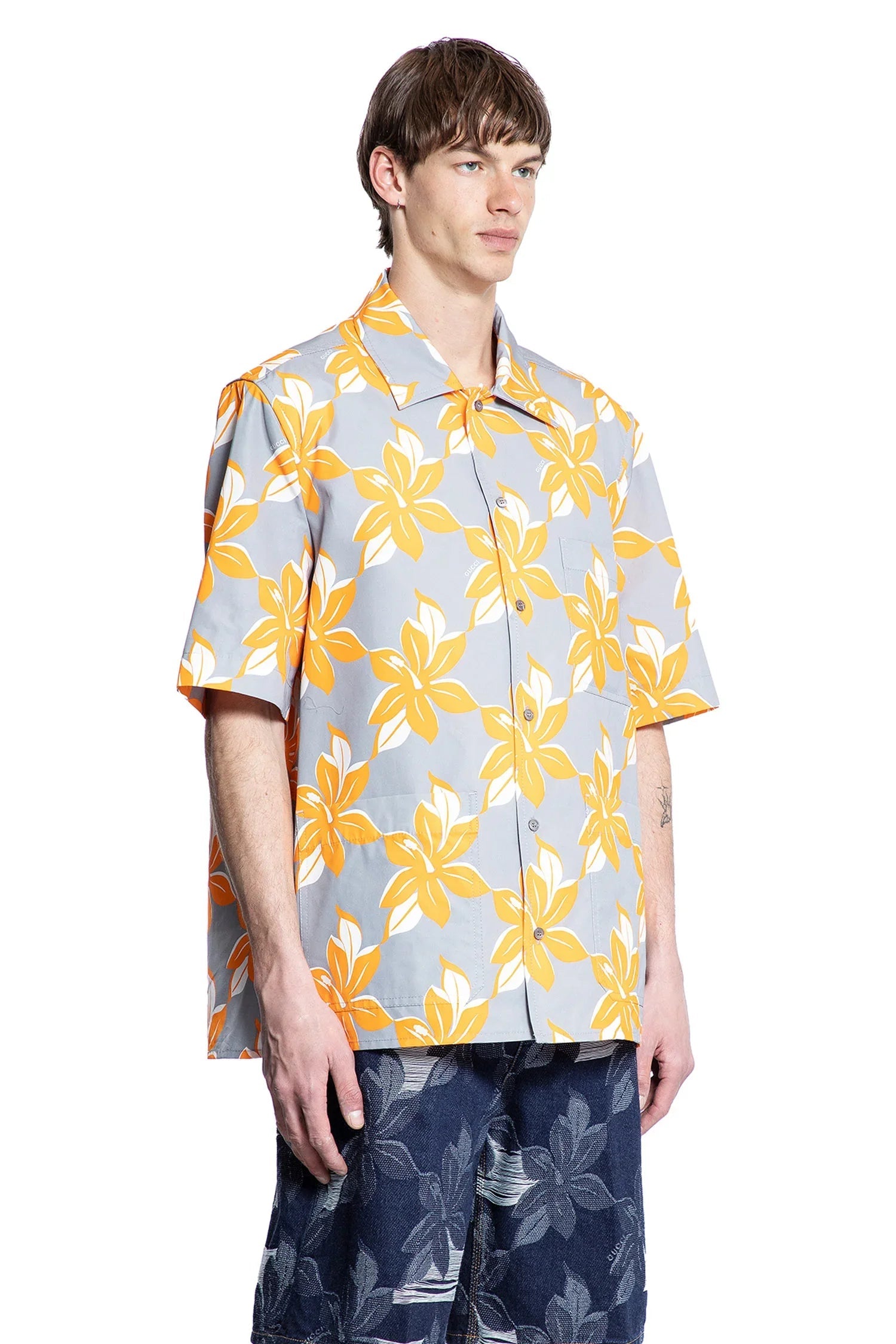Printed Cotton Poplin Shirt Gucci – Гарантія оригінальності – вид ззаду