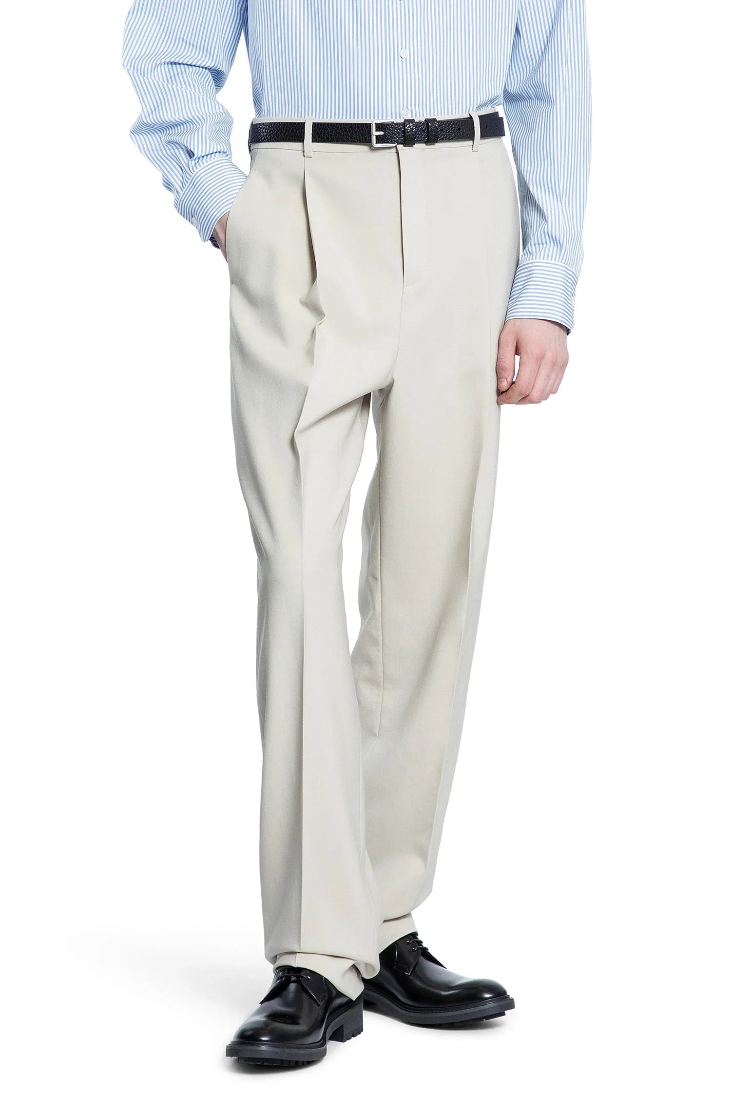 Оригінальна Pleated Wool Carrot Pants Saint laurent – боковий вид