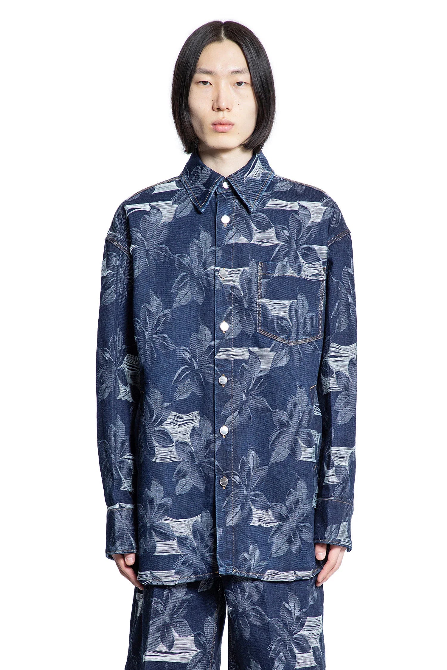 Floral Jacquard Denim Shirt Gucci оригінал – Купити в Україні – вид ззаду