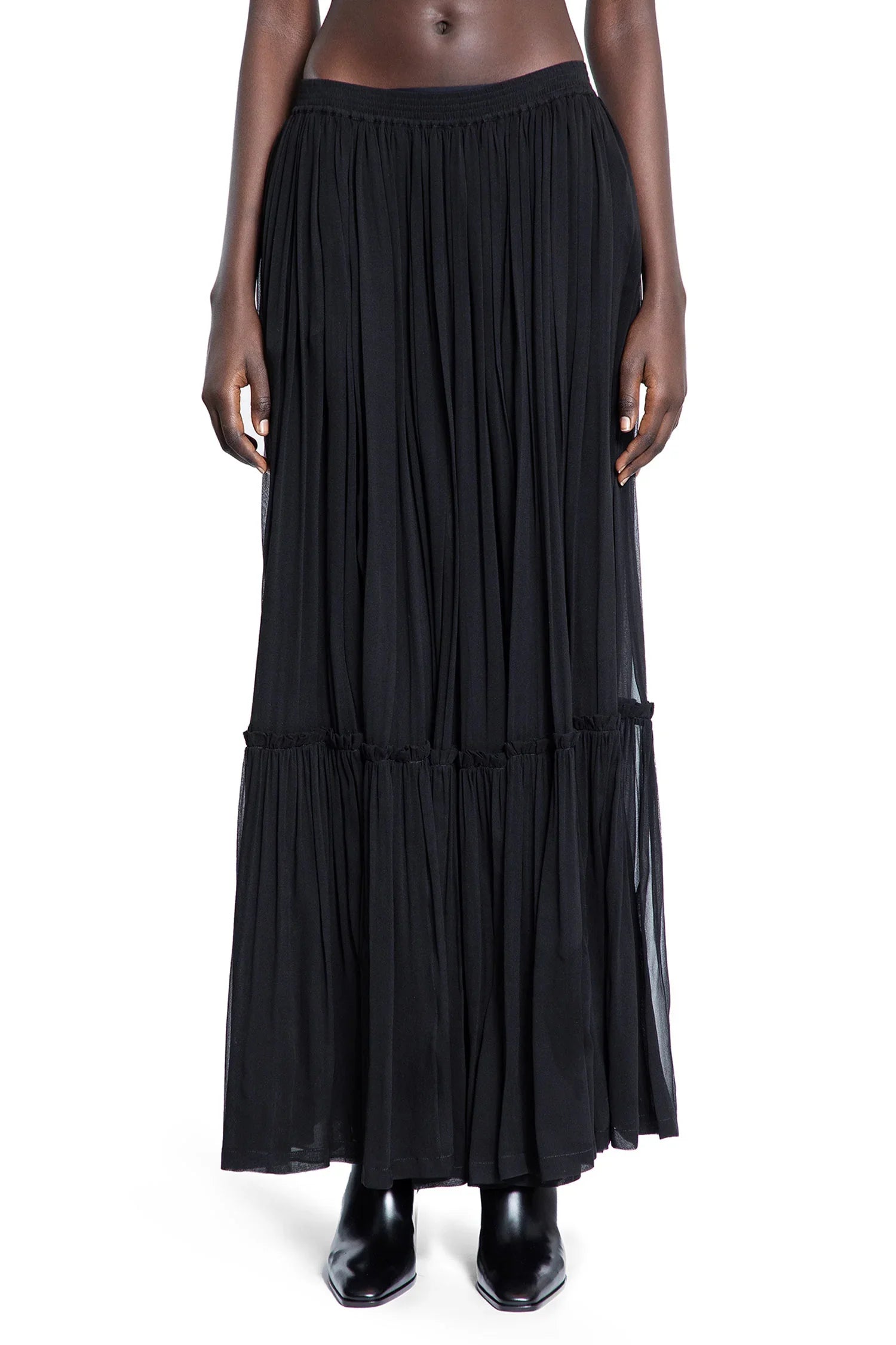 Оригінальна Ruffled Skirt In Silk Crêpe Muslin Saint laurent – вид ззаду