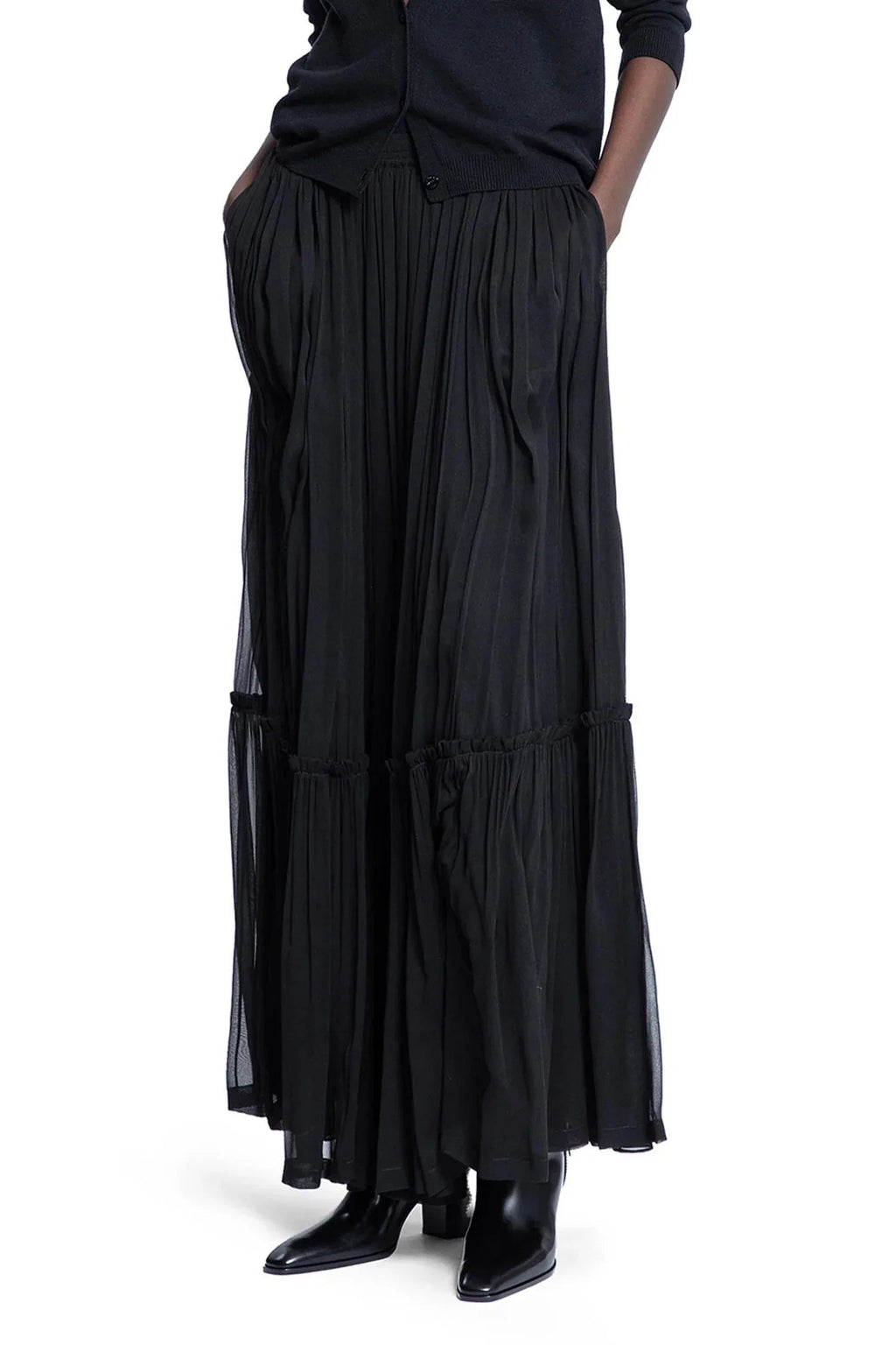 Оригінальна Ruffled Skirt In Silk Crêpe Muslin Saint laurent – боковий вид