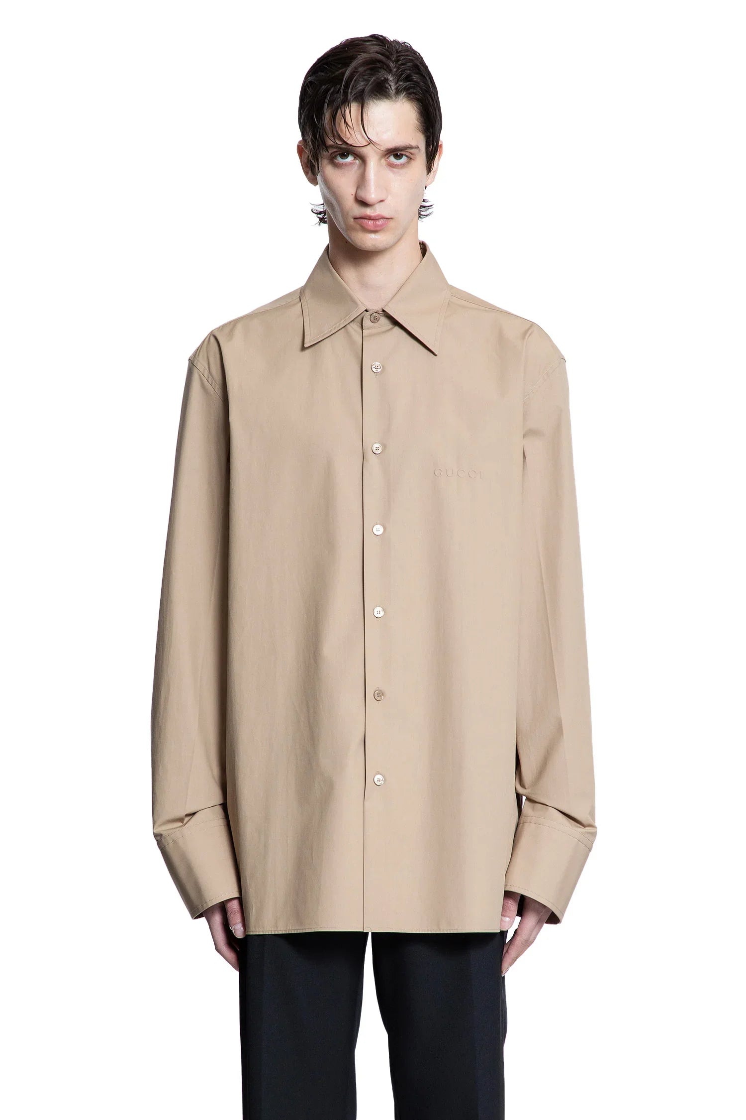 Embossed Logo Cotton Poplin Shirt Gucci – Гарантія оригінальності – вид ззаду