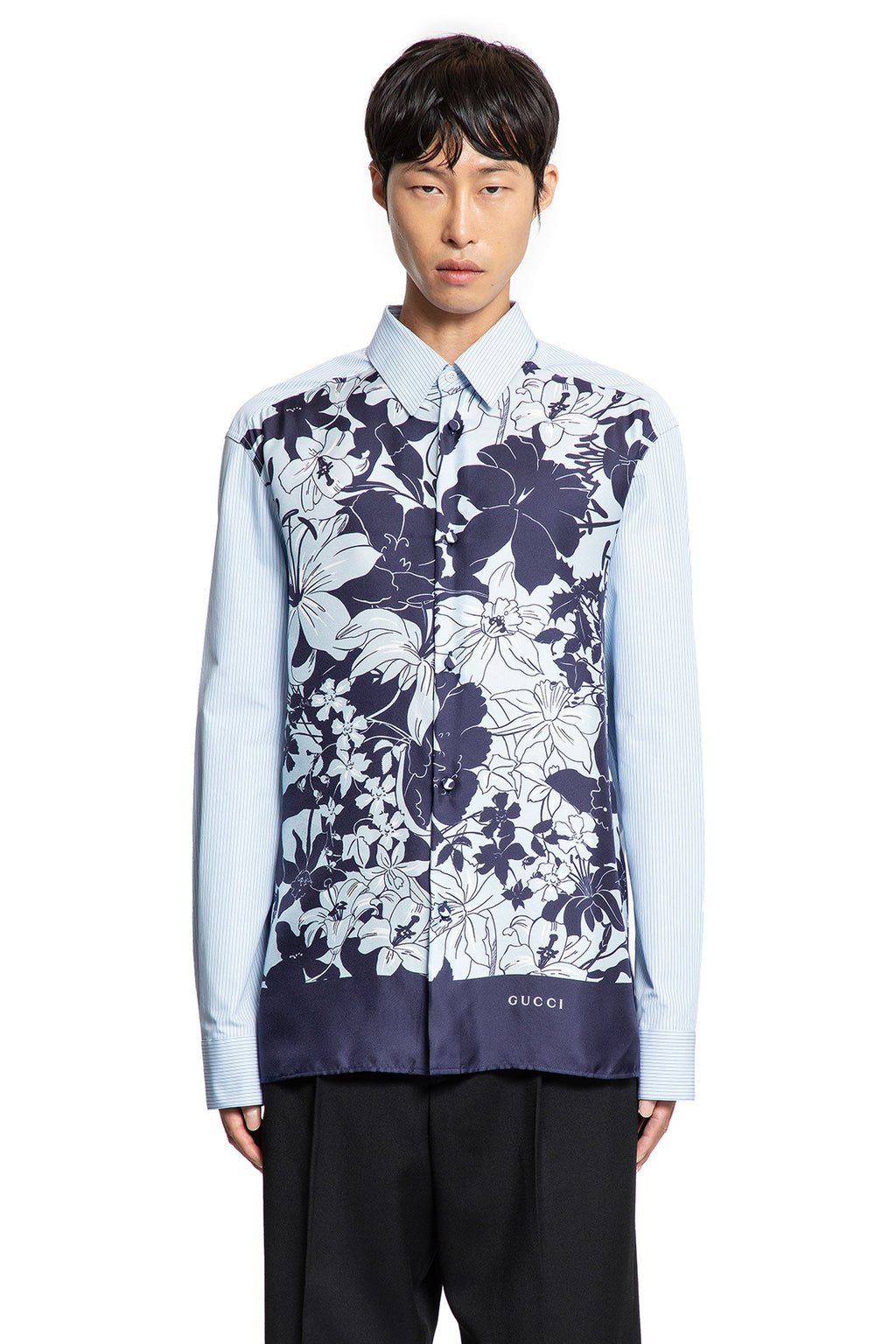 Floral And Pinstripe Shirt Gucci – Гарантія оригінальності – боковий вид