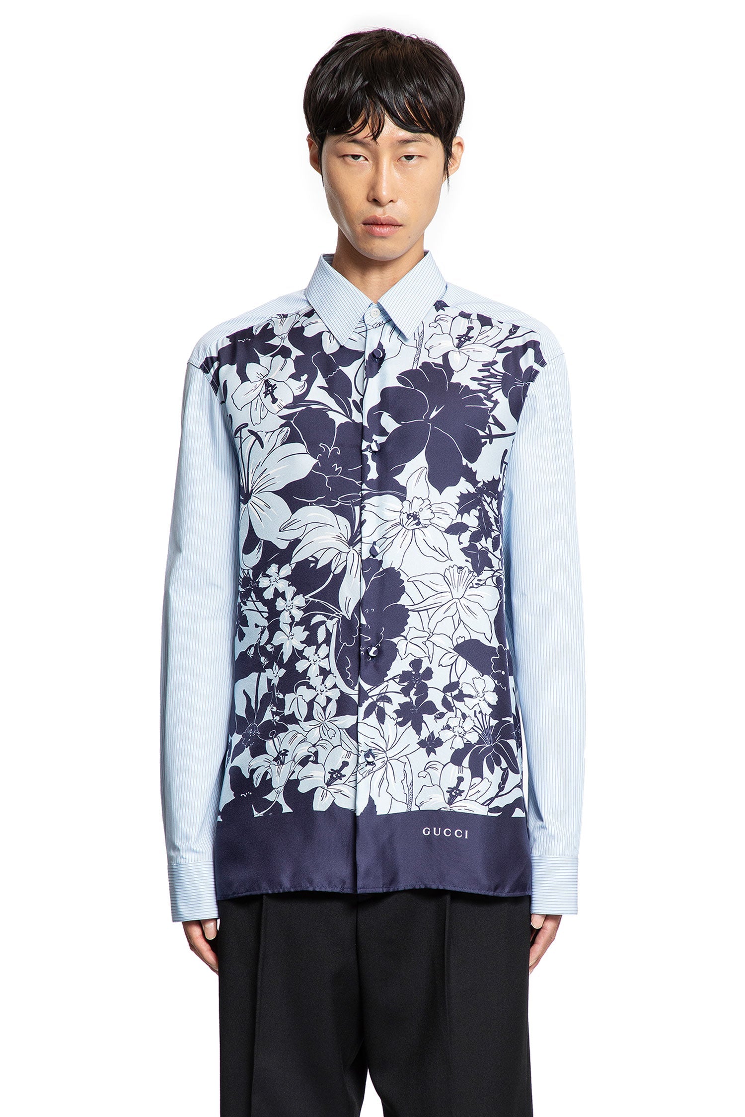 Floral And Pinstripe Shirt Gucci – Гарантія оригінальності – боковий вид