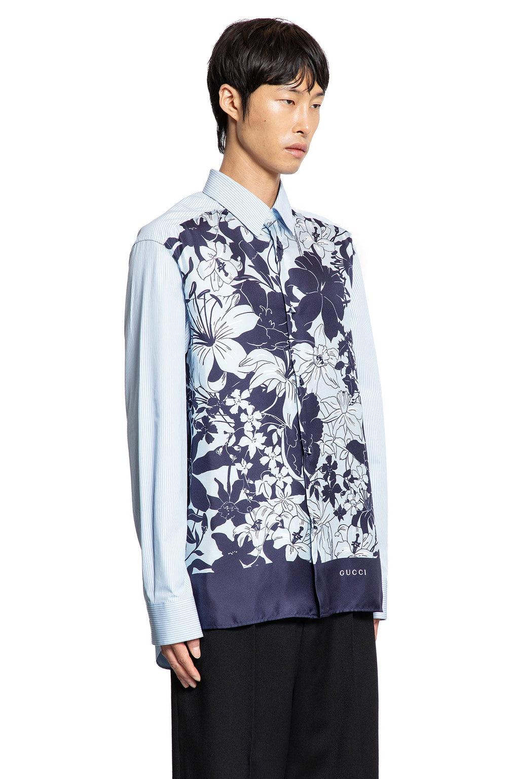 Floral And Pinstripe Shirt Gucci – Гарантія оригінальності – вид ззаду