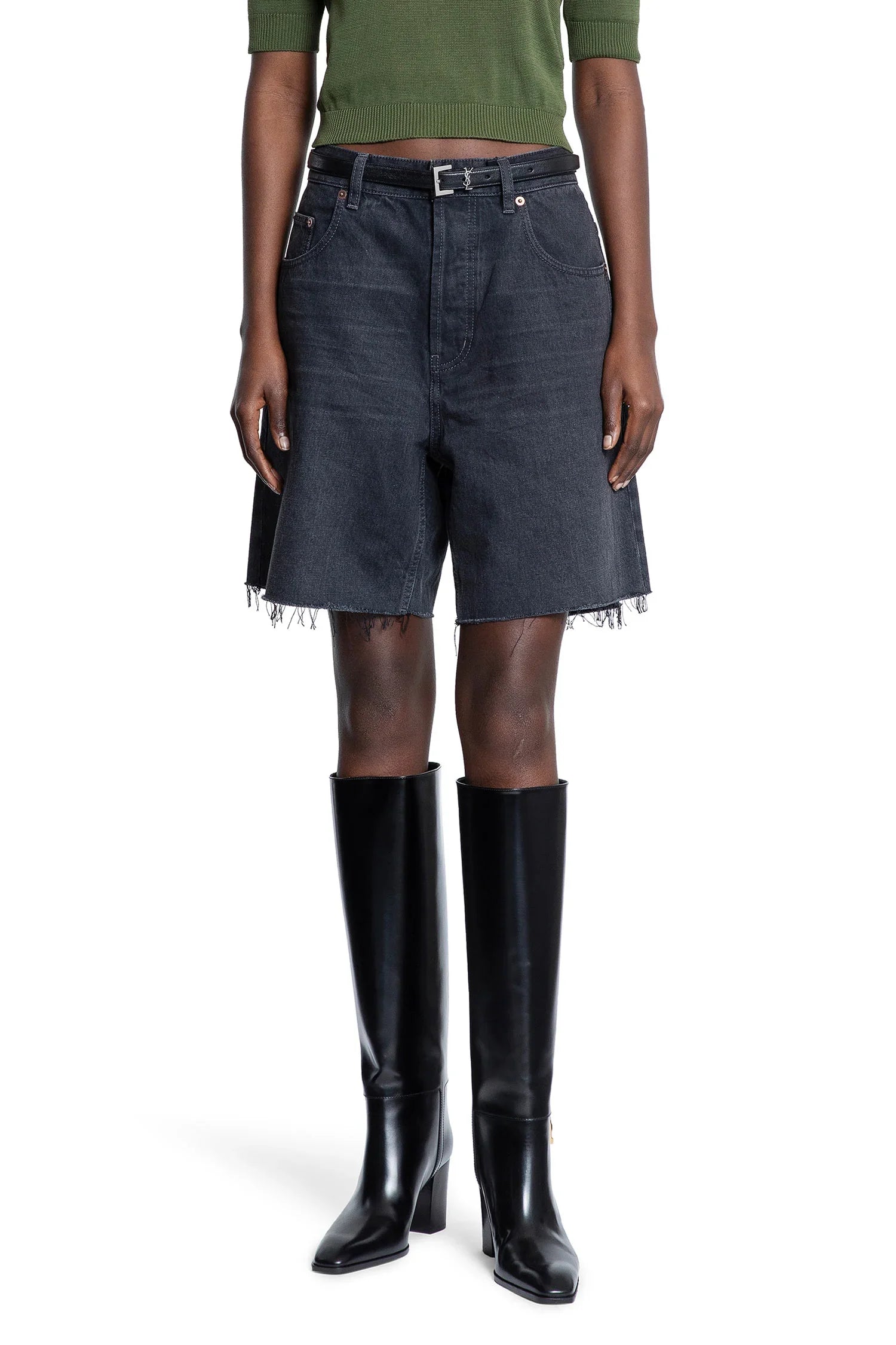 Bermuda Shorts In Denim Saint laurent оригінал – Купити в Україні – боковий вид