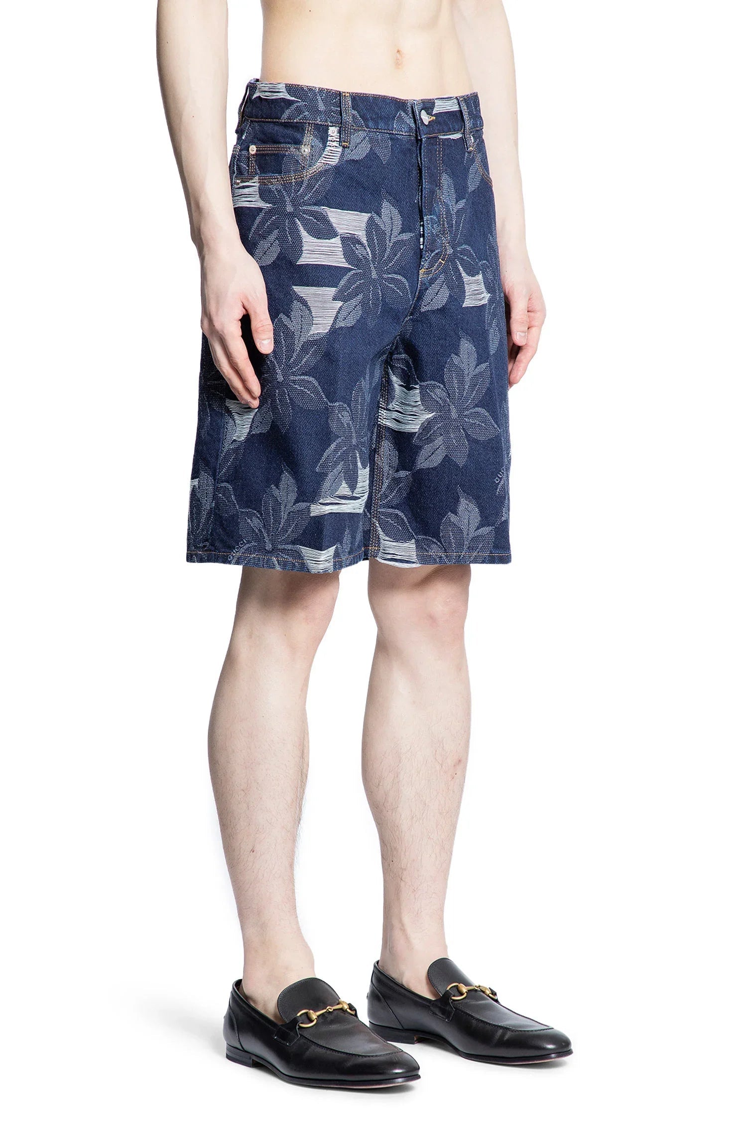 Denim Floral Jacquard Shorts Gucci – Гарантія оригінальності – детальний вид