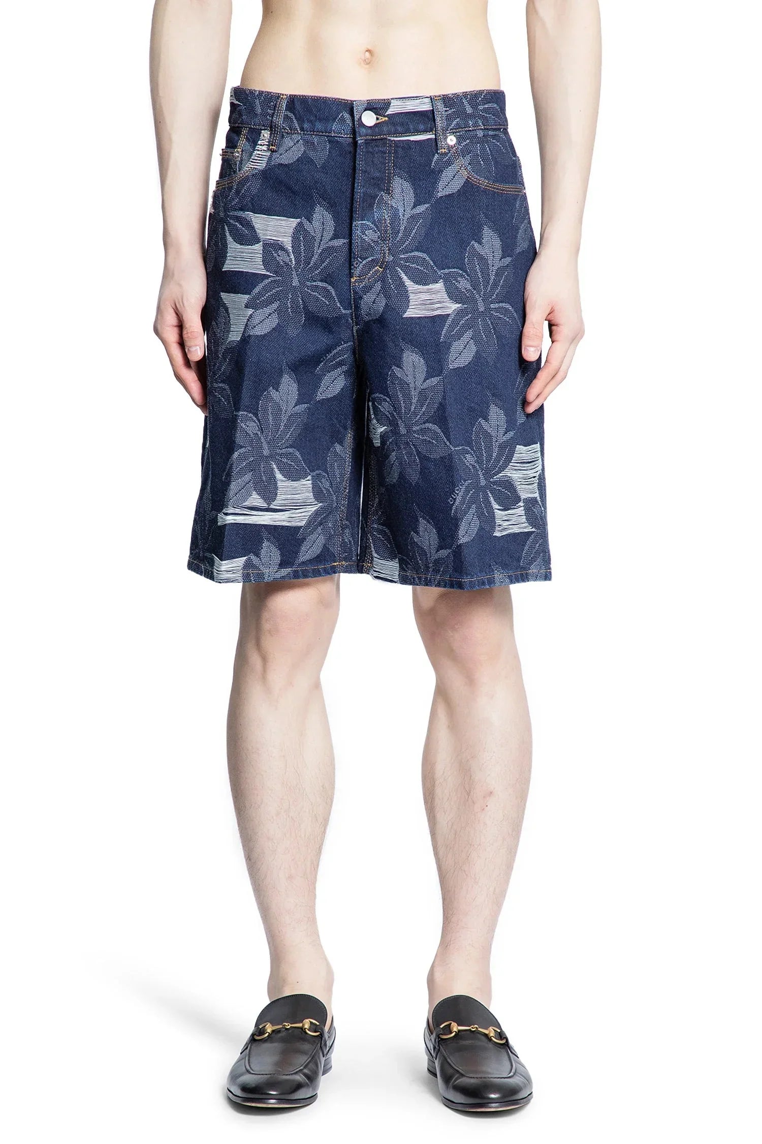 Denim Floral Jacquard Shorts Gucci – Гарантія оригінальності – вид ззаду