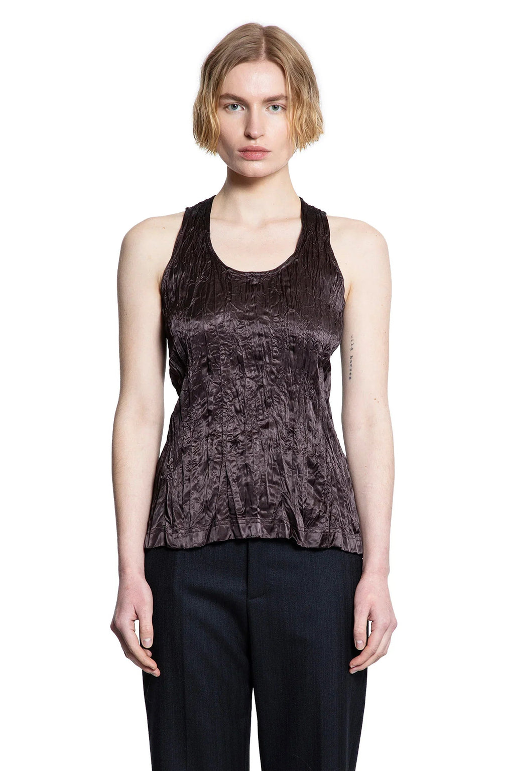 Crushed Slick Viscose Tank Top Bottega veneta – Гарантія оригінальності – вид ззаду