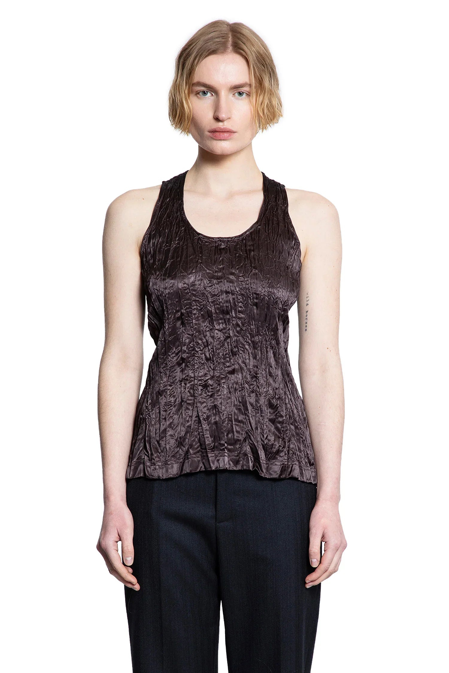 Crushed Slick Viscose Tank Top Bottega veneta – Гарантія оригінальності – вид ззаду