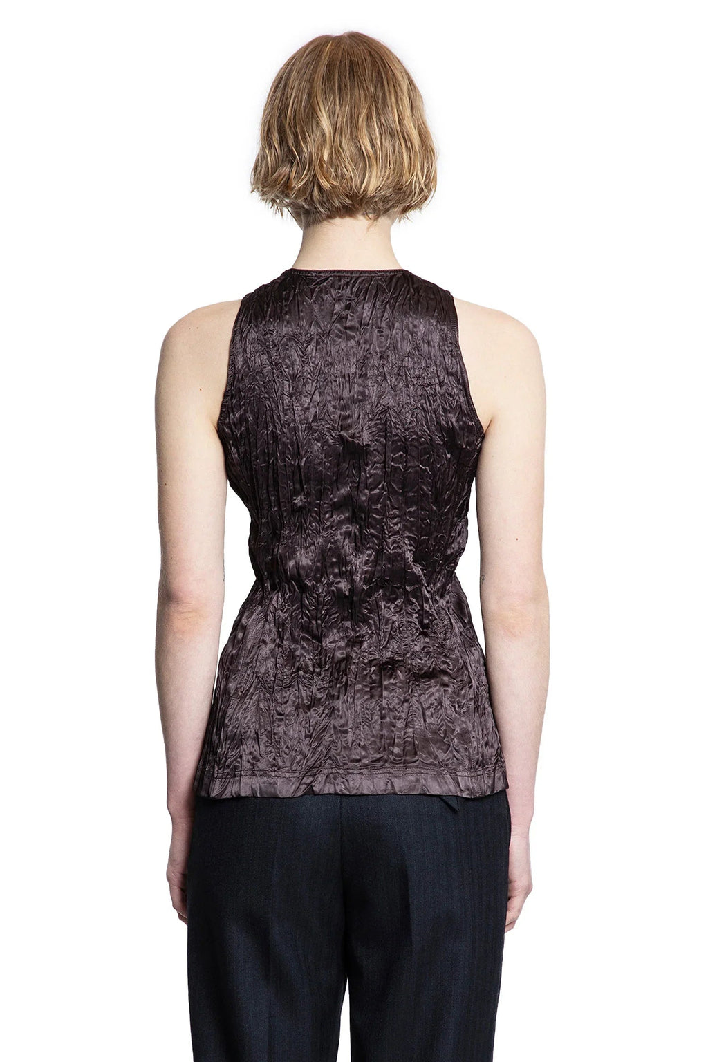Crushed Slick Viscose Tank Top Bottega veneta – Гарантія оригінальності – збільшений вид