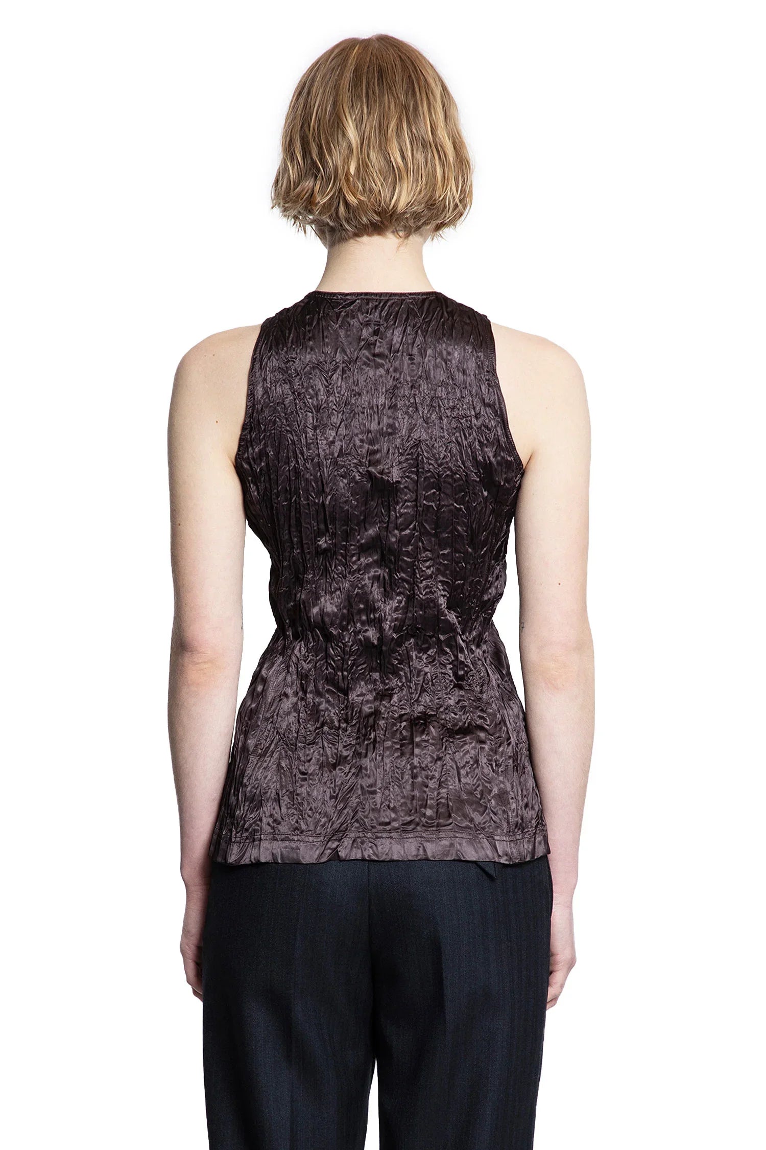 Crushed Slick Viscose Tank Top Bottega veneta – Гарантія оригінальності – збільшений вид