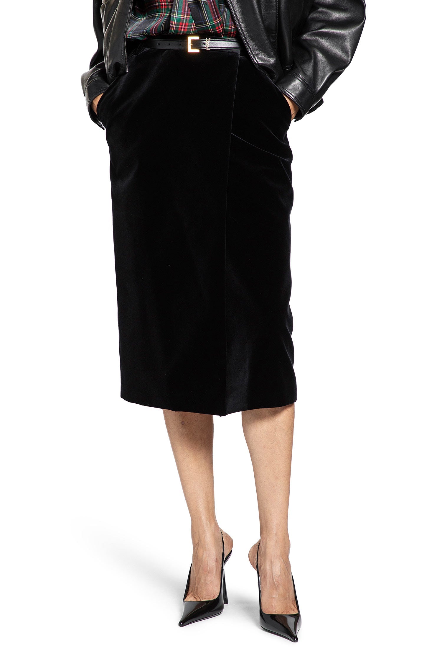 MIDI Wrap Skirt In Cotton Velvet Saint laurent оригінал – Купити в Україні – боковий вид