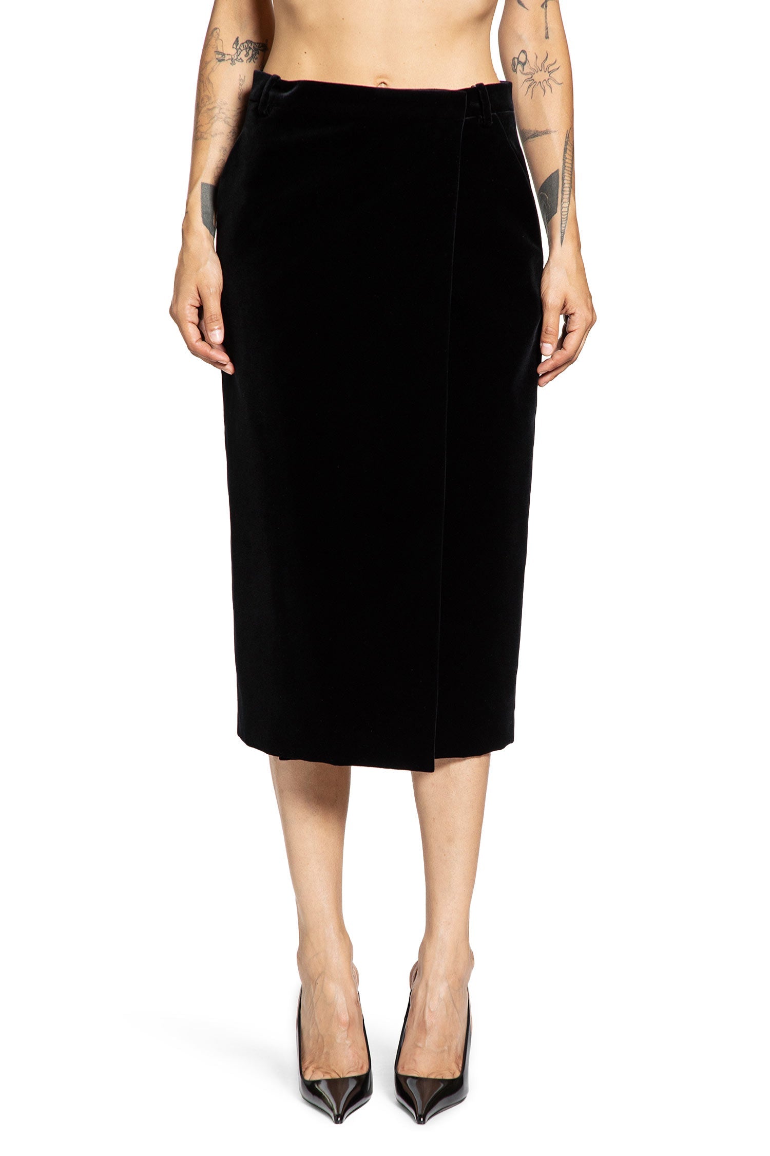 MIDI Wrap Skirt In Cotton Velvet Saint laurent оригінал – Купити в Україні – вид ззаду