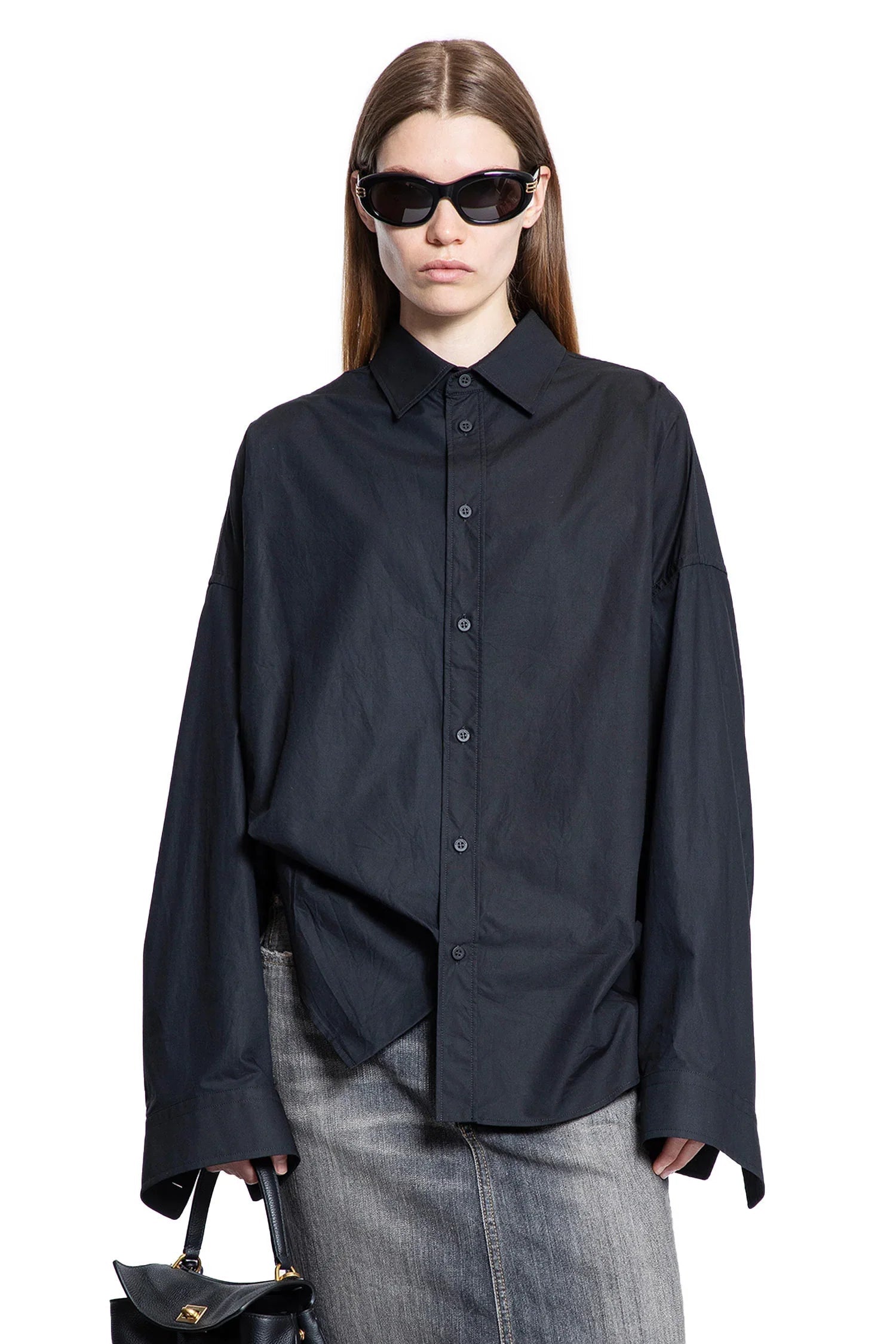 Lace-Up Shirt In Regenartive Cotton Poplin Balenciaga оригінал – Купити в Україні – боковий вид