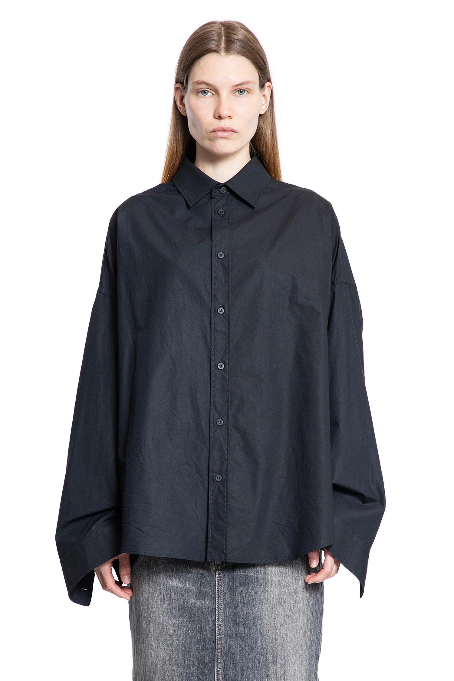 Lace-Up Shirt In Regenartive Cotton Poplin Balenciaga оригінал – Купити в Україні – вид ззаду
