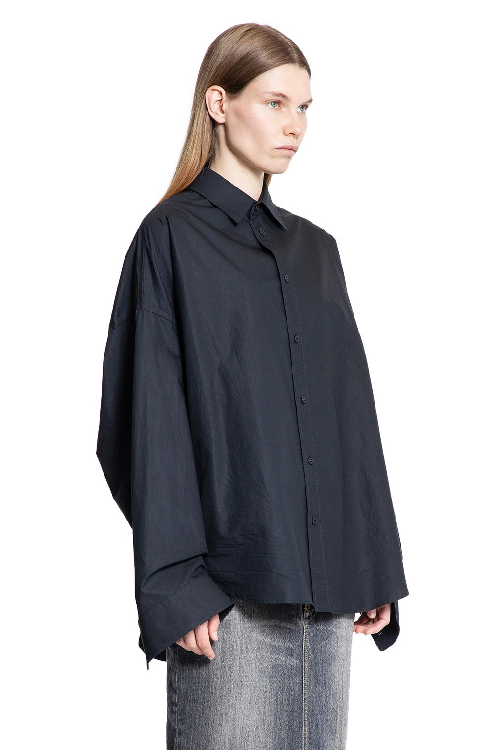 Lace-Up Shirt In Regenartive Cotton Poplin Balenciaga оригінал – Купити в Україні – детальний вид