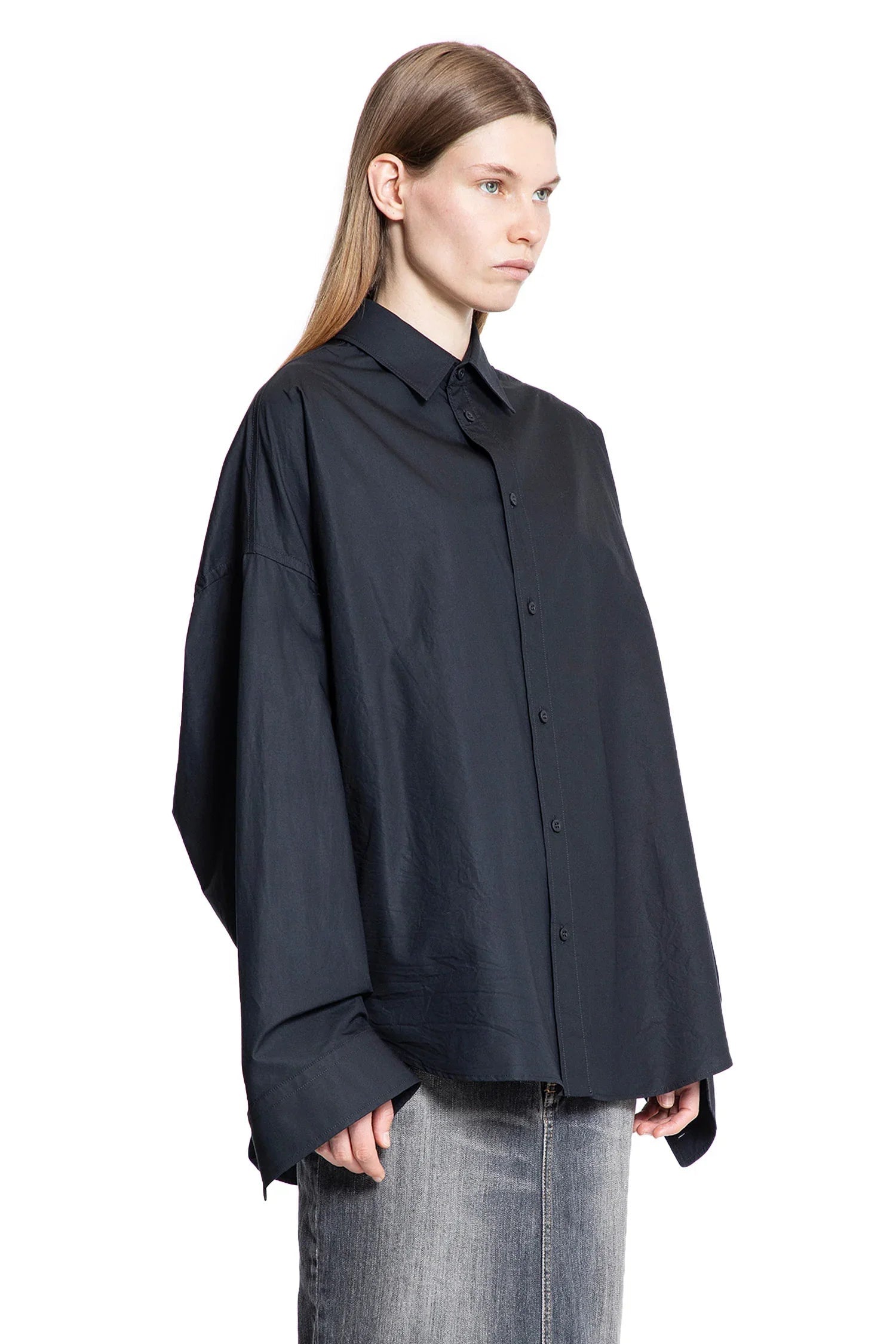 Lace-Up Shirt In Regenartive Cotton Poplin Balenciaga оригінал – Купити в Україні – детальний вид