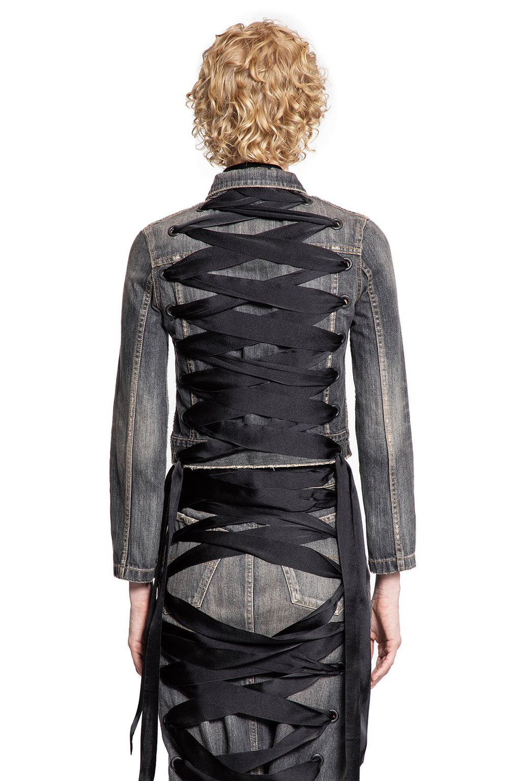 Lace-Up Jacket In Denim Balenciaga оригінал – Купити в Україні – збільшений вид