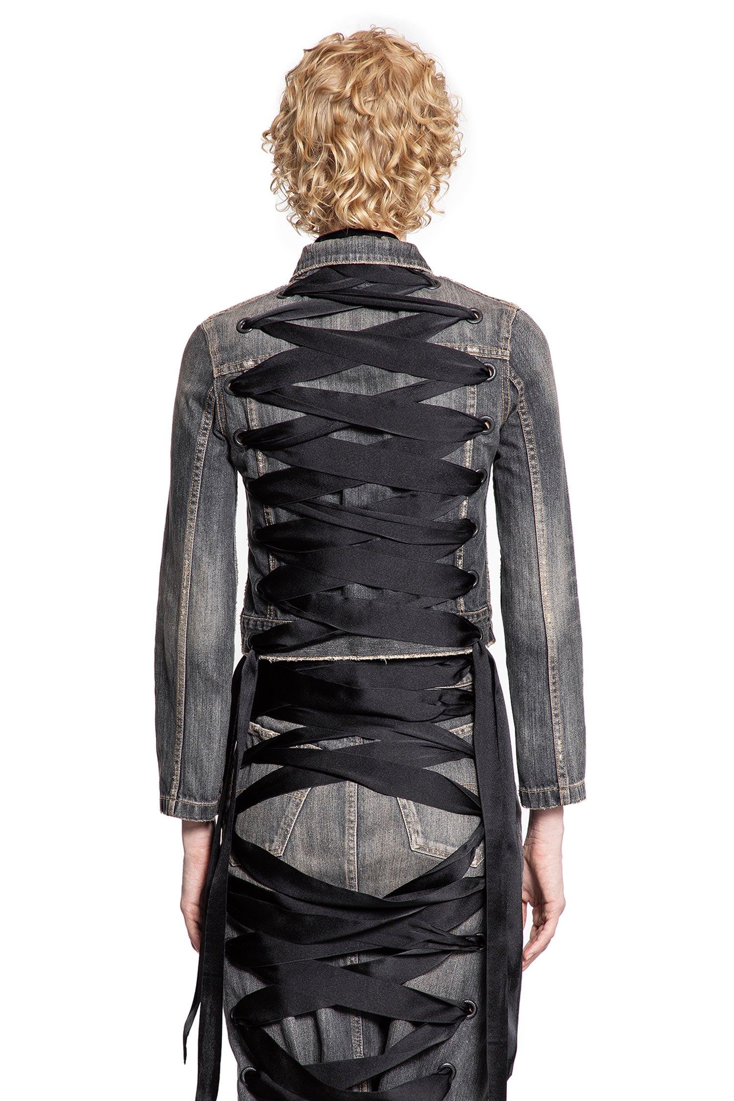 Lace-Up Jacket In Denim Balenciaga оригінал – Купити в Україні – збільшений вид